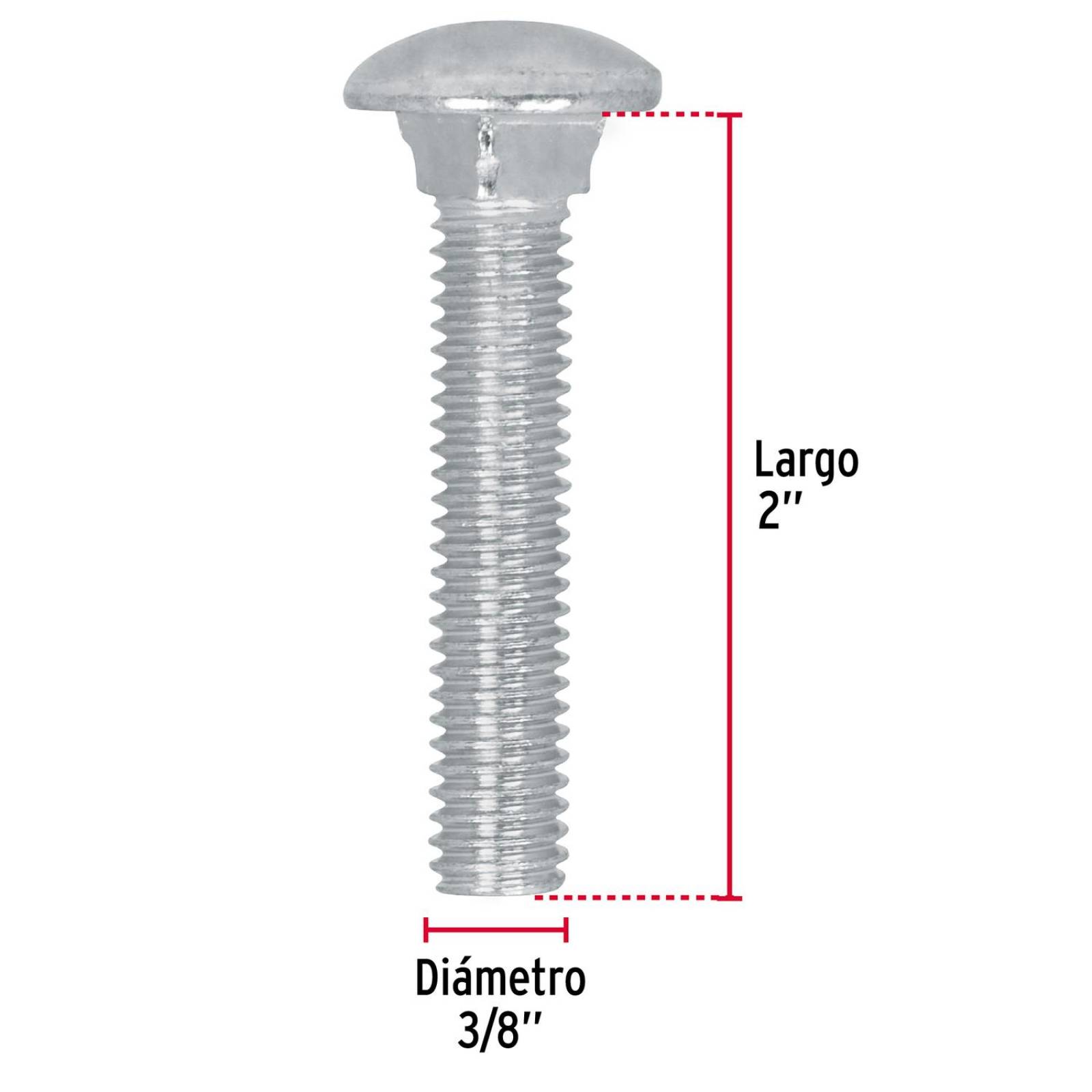 Tornillo tipo coche, 3/8 x 2', bolsa con 60 piezas Fiero