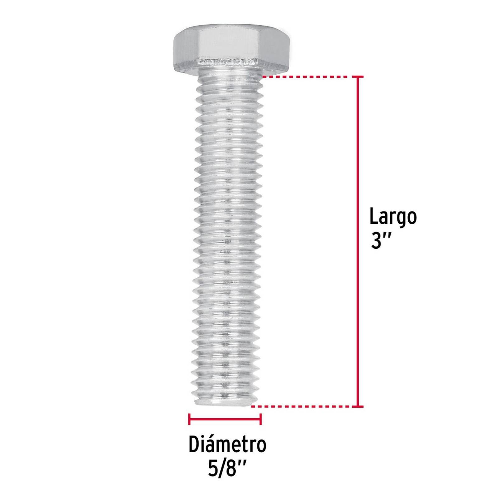 Tornillo tipo máquina, 5/8 x 3', bolsa con 6 pzas Fiero 
