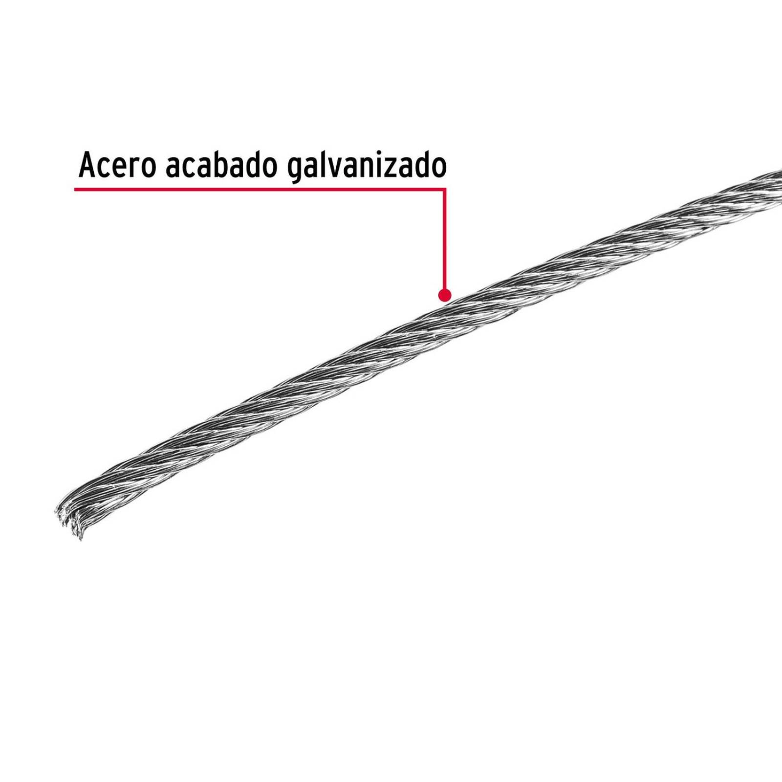 Cable rígido de acero 1/16', 7X7, 75 m Fiero 