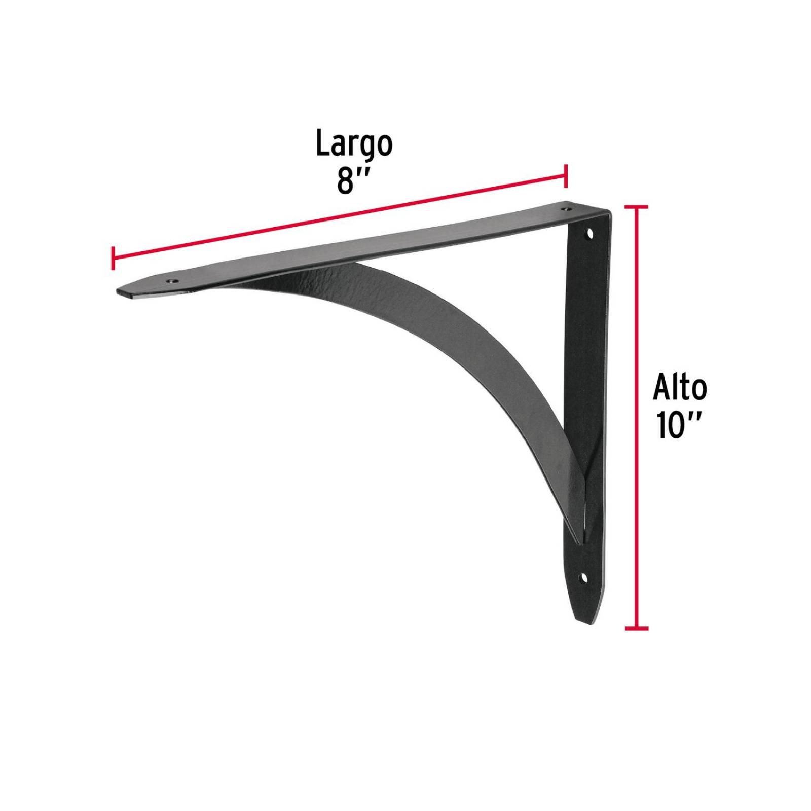 Ménsula reforzada negra 8 x 10' diseño barra, Fiero. 1 pza 