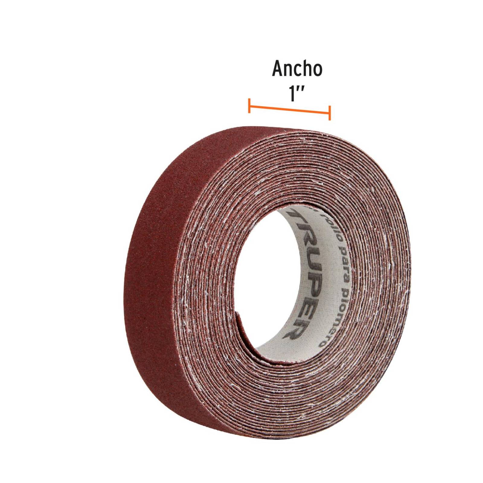 Lija para plomero grano 120 ancho 1". Rollo de 5 m 