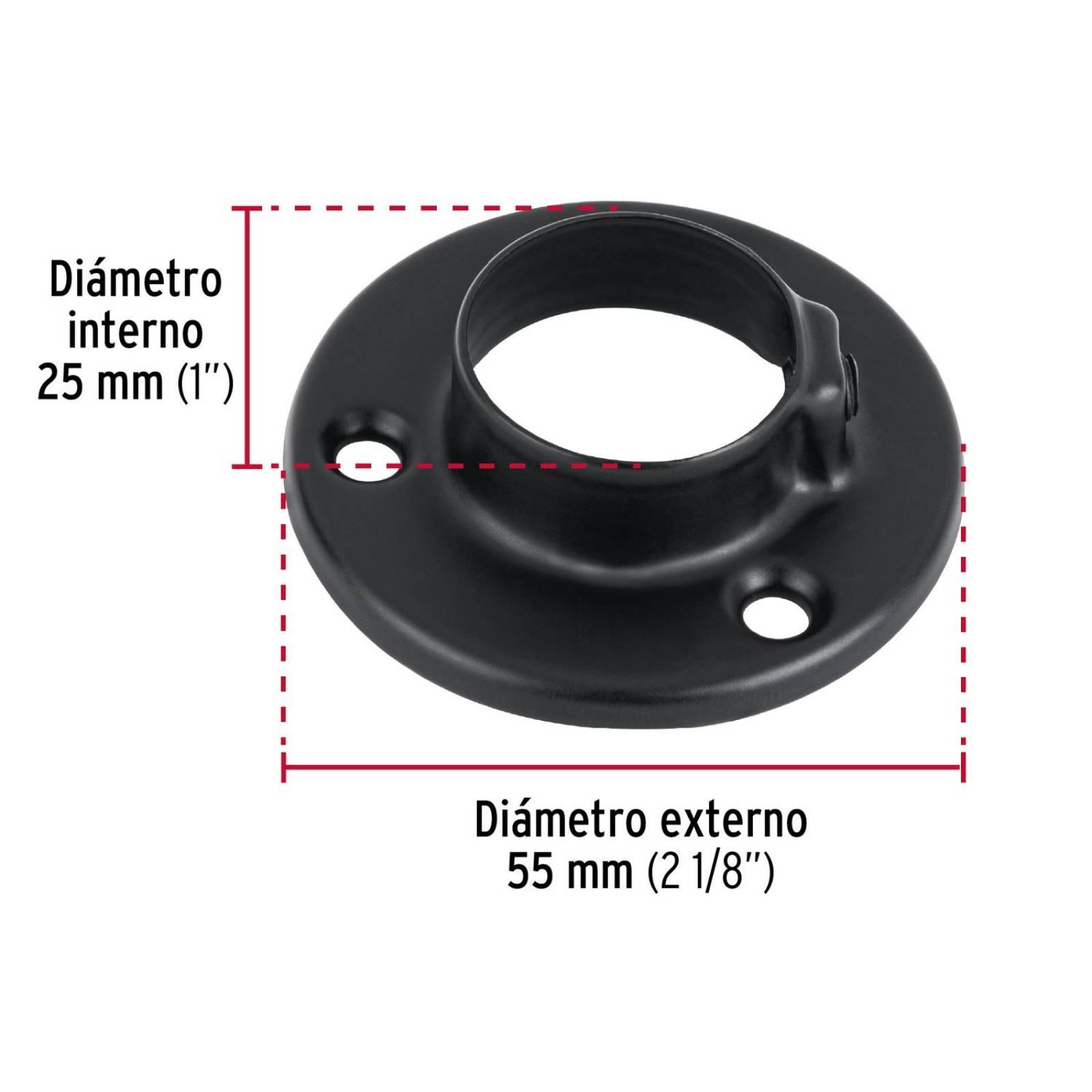 Brida negra para tubo redondo de closet, Hermex 