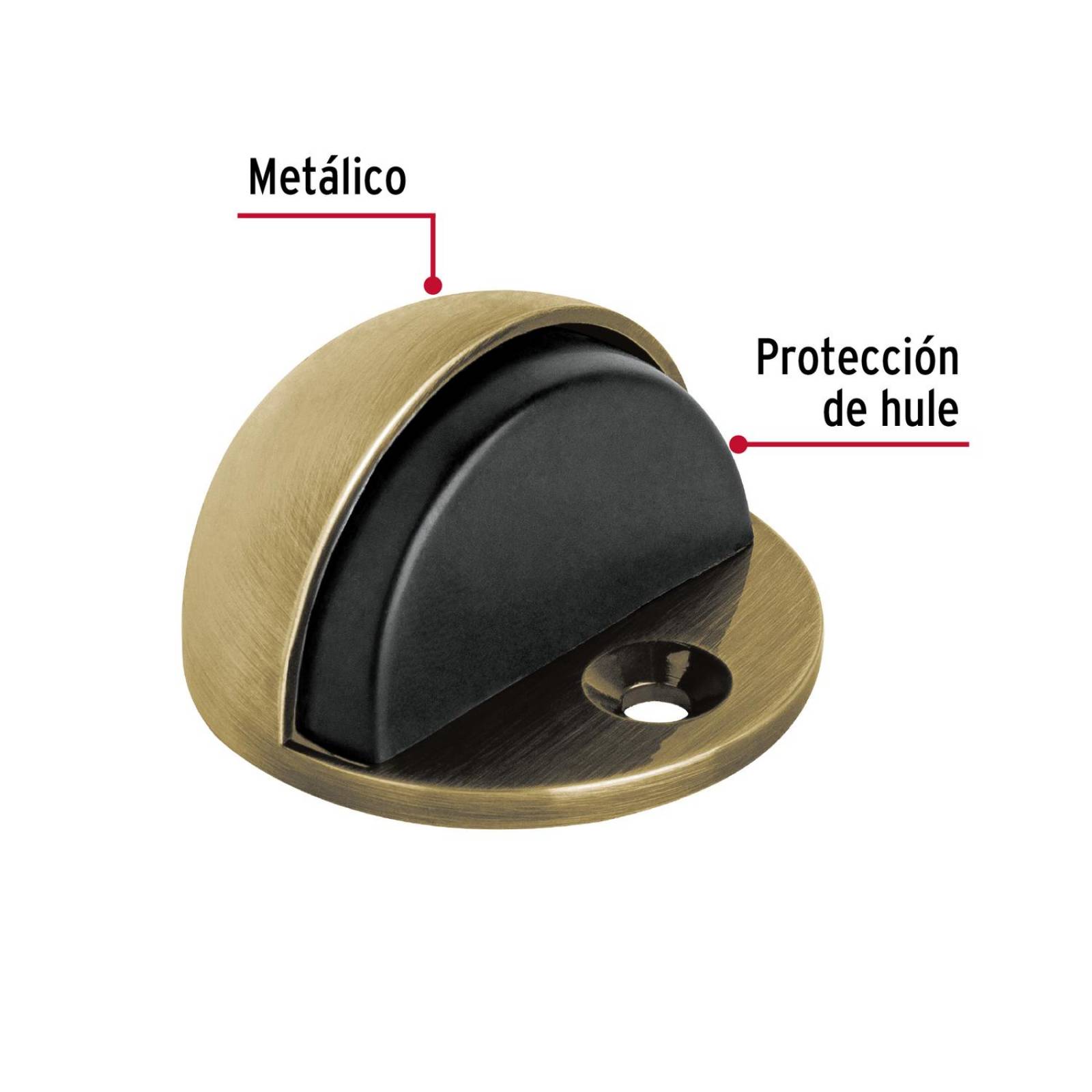 Tope tipo domo para puerta,latón antiguo, Hermex 