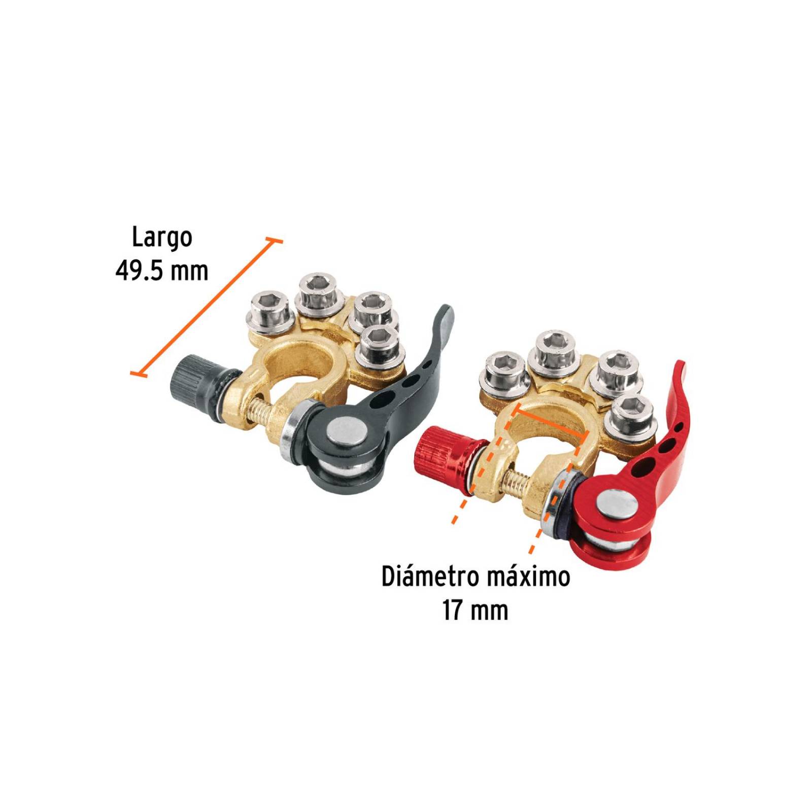 Blíster 2 terminales para batería desconexión rápida, Truper 