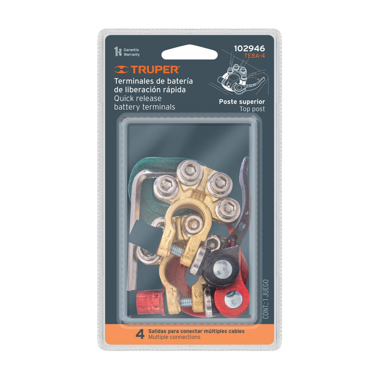 Blíster 2 terminales para batería desconexión rápida, Truper 