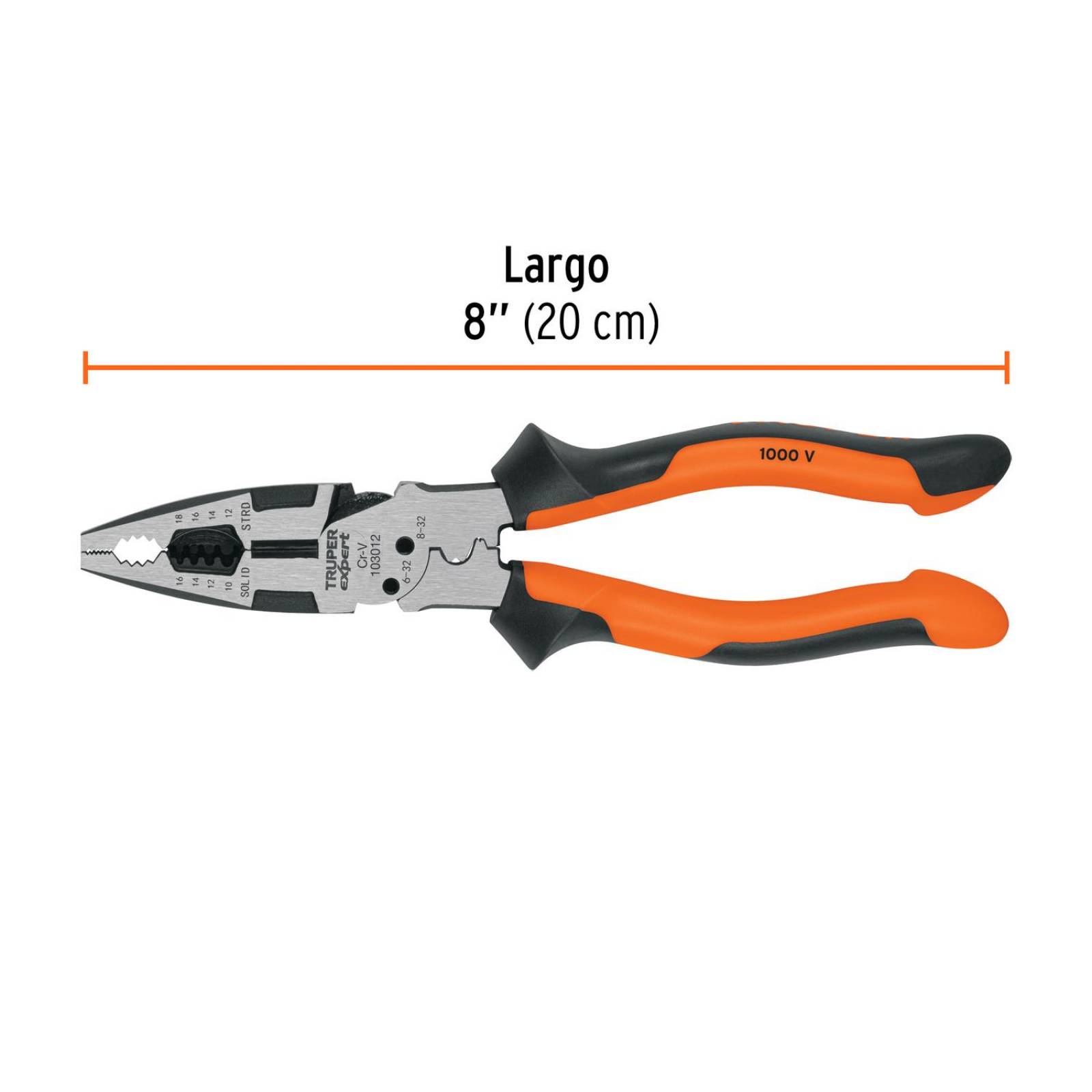 Pinza multiuso 8' electricista, comfort grip, Truper Expert 