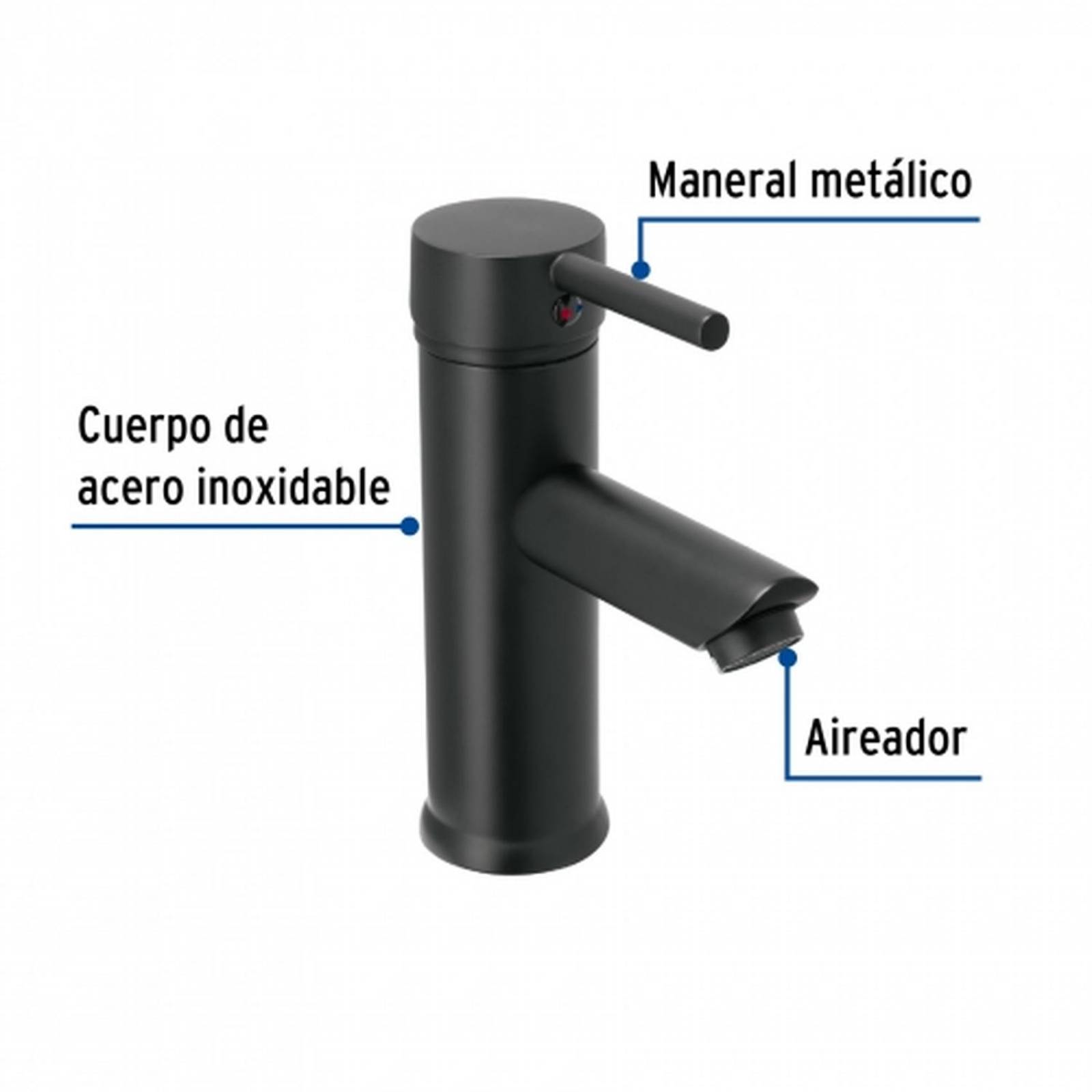 Monomando corto negro para lavabo, Foset Tubig