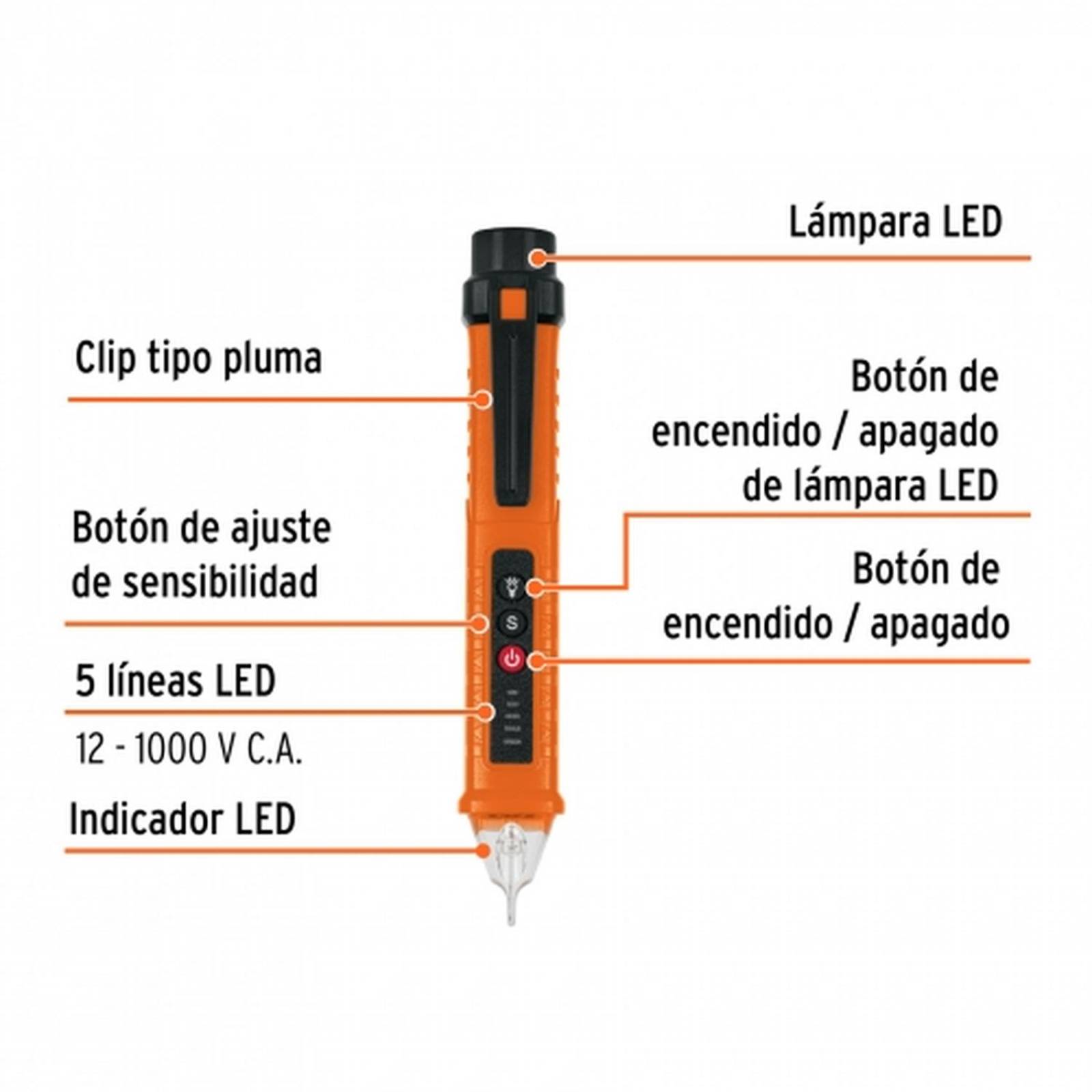 Probador de voltaje sin contacto de doble rango, Truper 