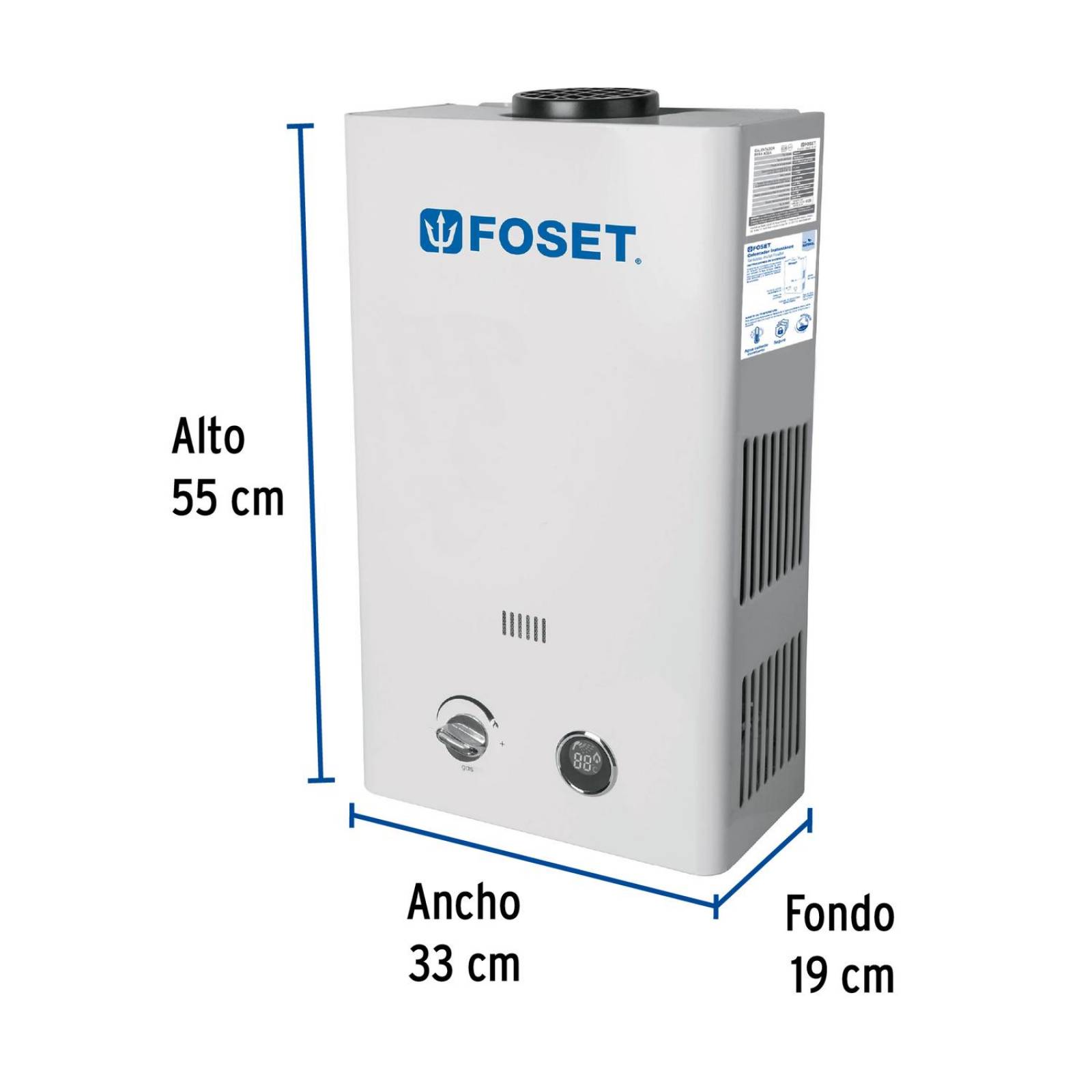 Calentador instantáneo, 11L, 2 servicios, gas natural, Foset 