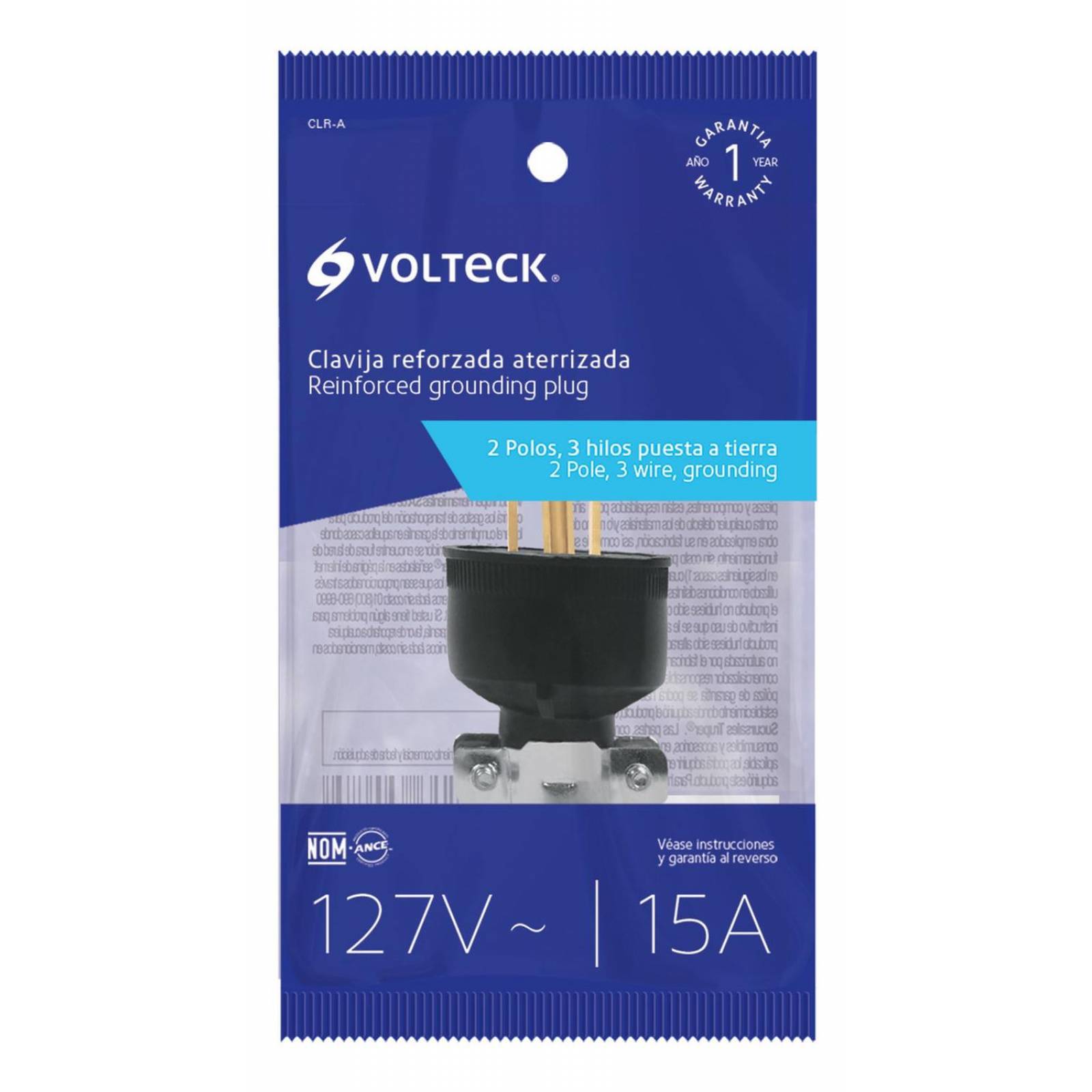 Clavija industrial reforzada aterrizada, 2 polos+tierra 