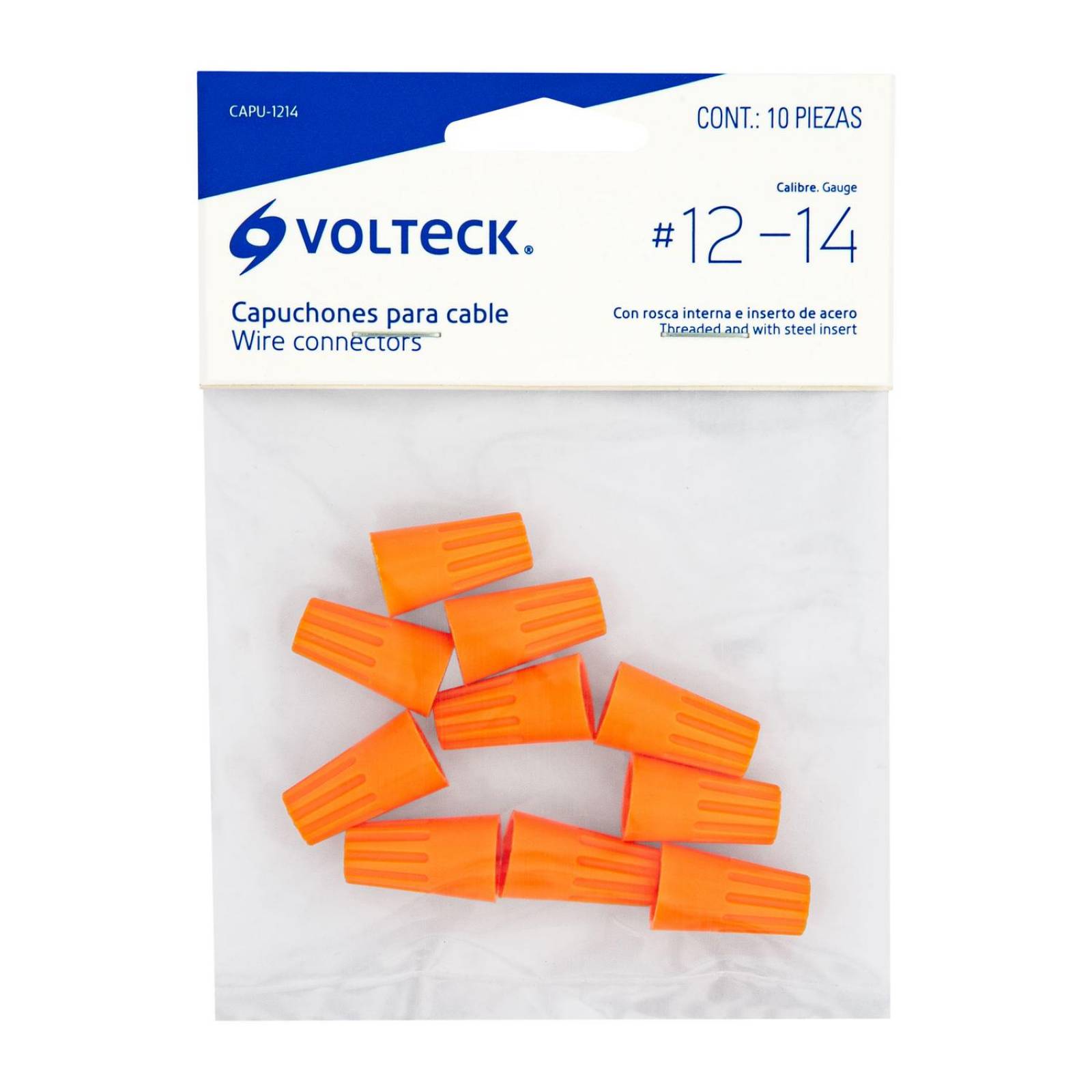 Bolsa con 10 capuchones para cable, calibres 14 a 12 AWG