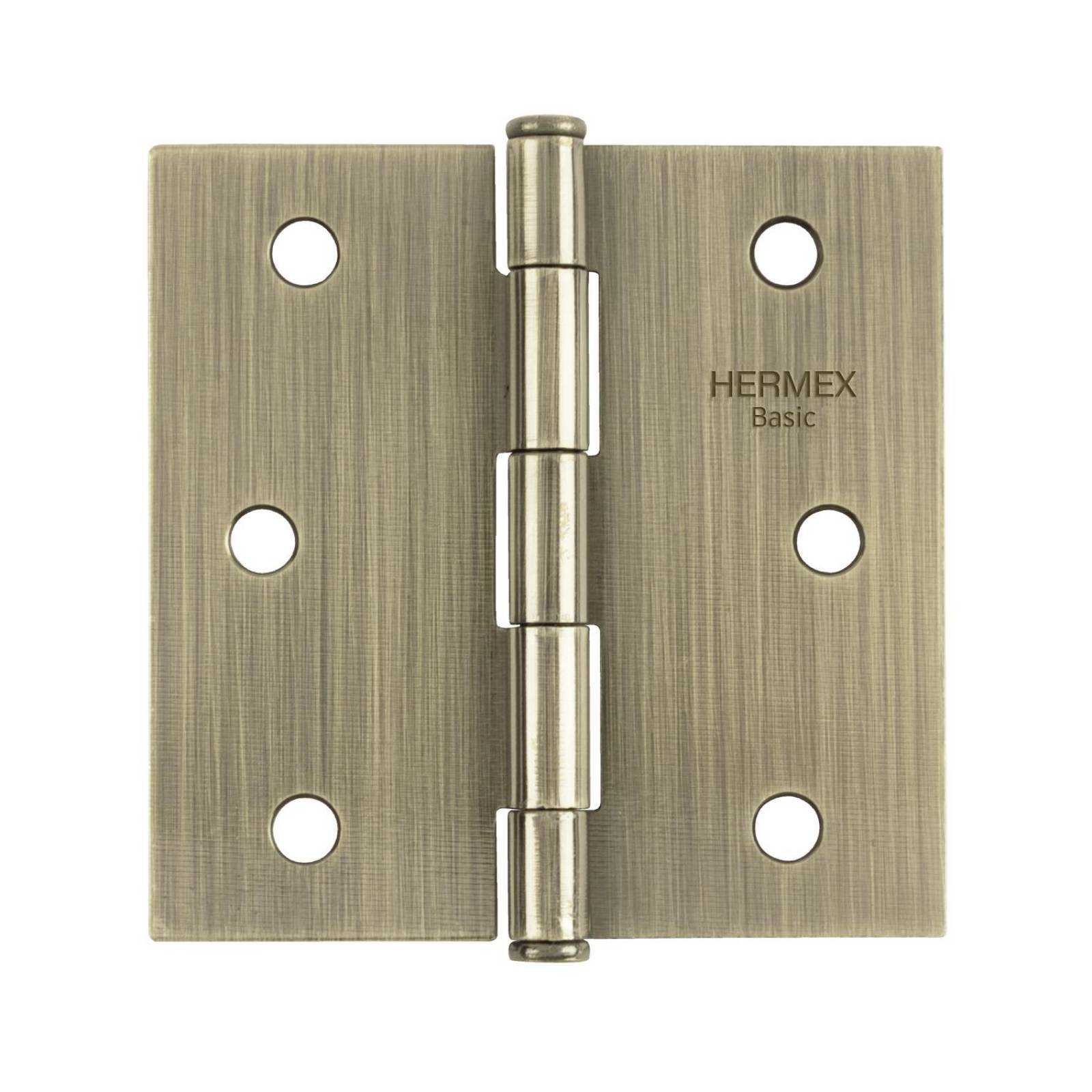 Bisagra cuadrada 3', latón antiguo, cabeza plana, Basic. 20 piezas. 