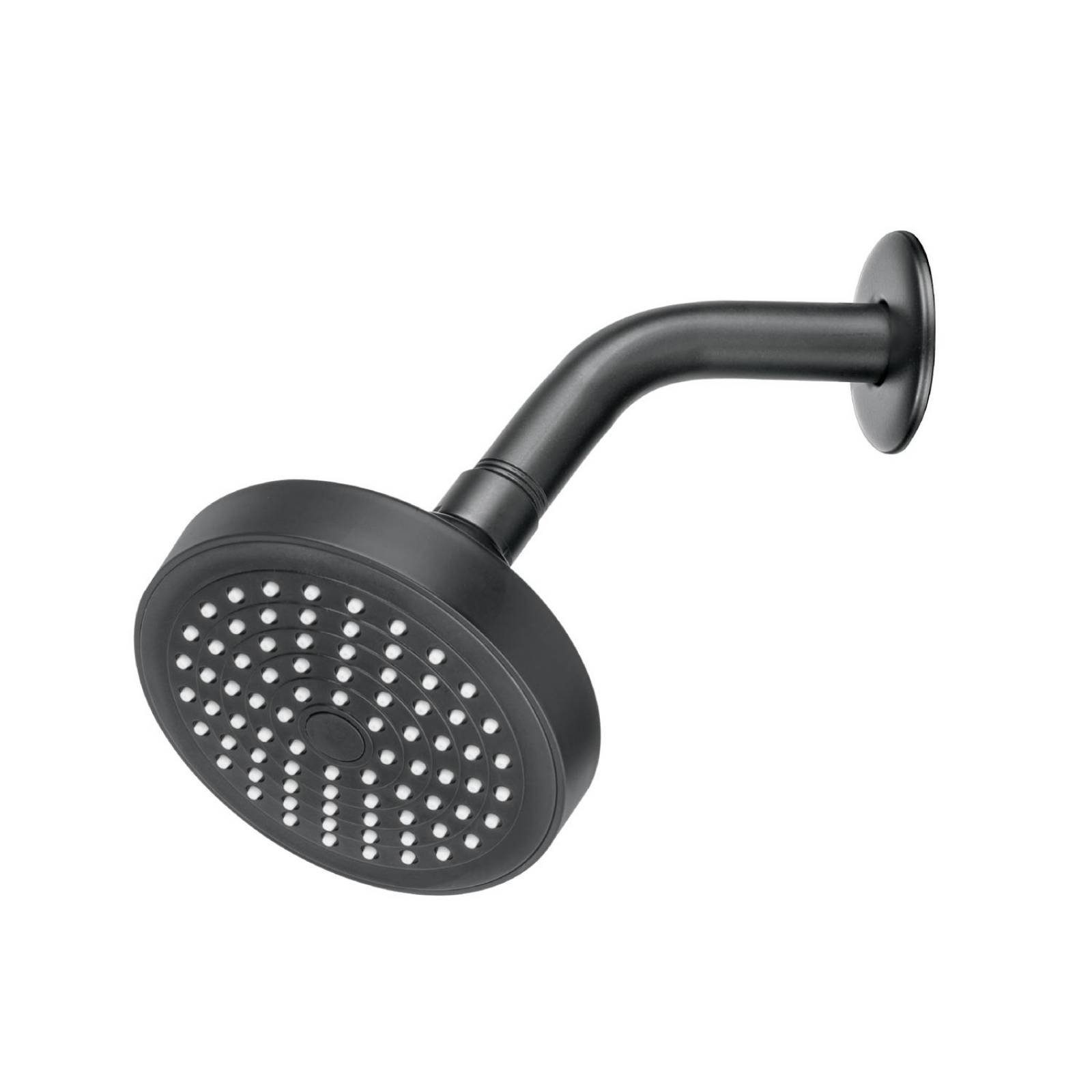 Regadera redonda 4-1/4' brazo y chapetón, negro, Basic 