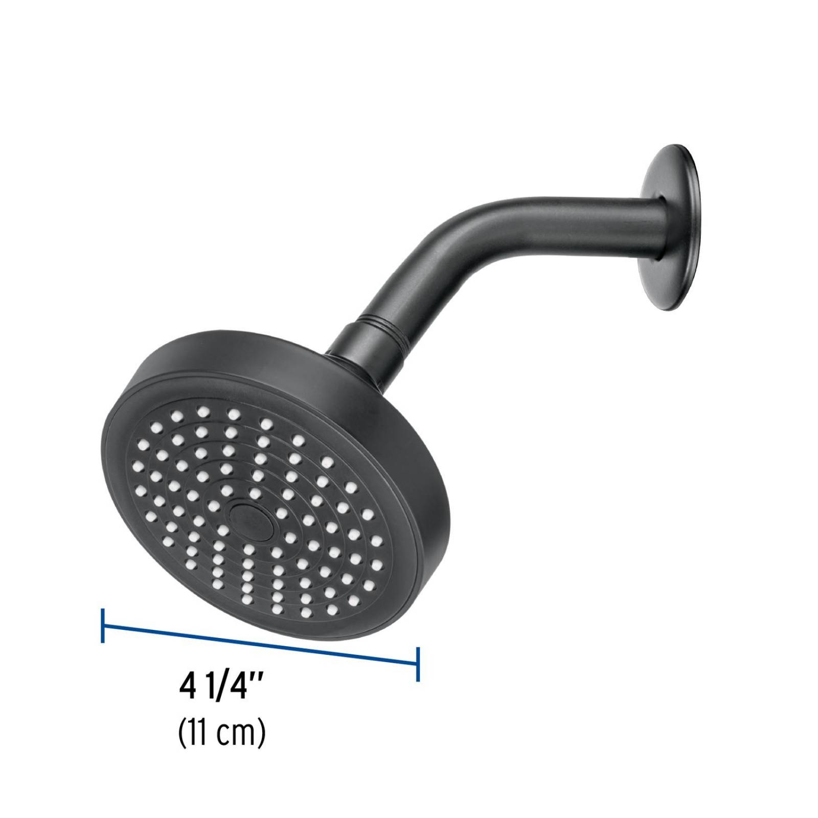 Regadera redonda 4-1/4' brazo y chapetón, negro, Basic 