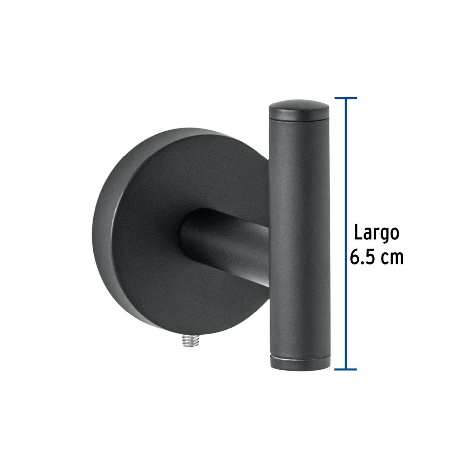 Gancho sencillo metálico acabado negro, Foset Túbig 