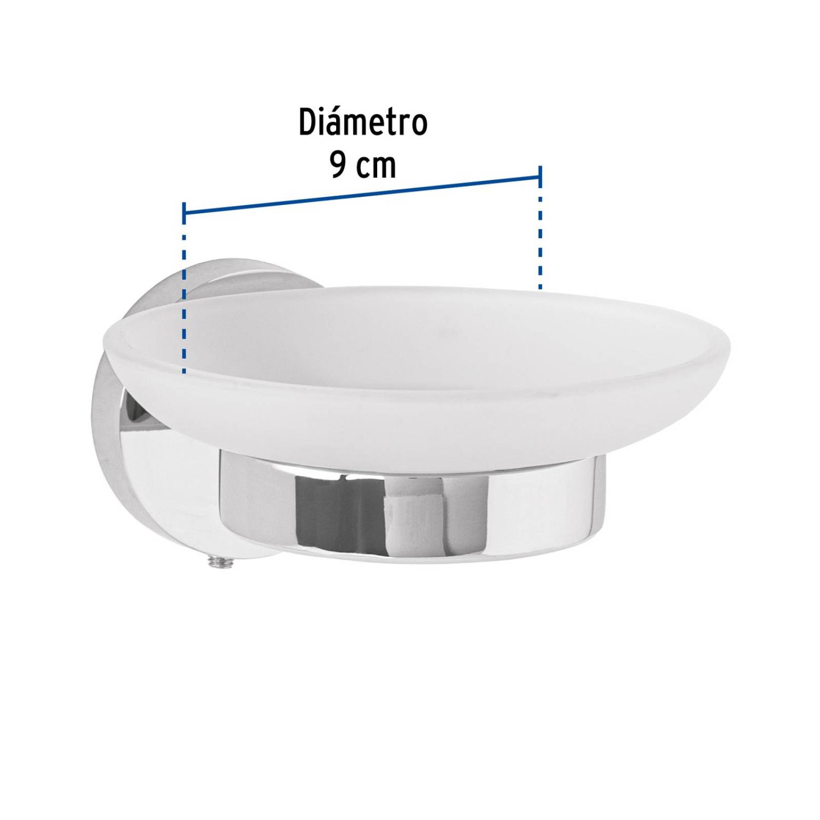 Jabonera metálica cromo con plato de vidrio, Foset Túbig 