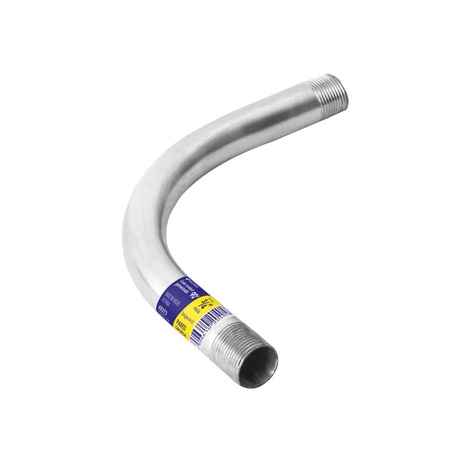 Codo Conduit 90 de 3/4' galv. pared gruesa, et. Amarilla 