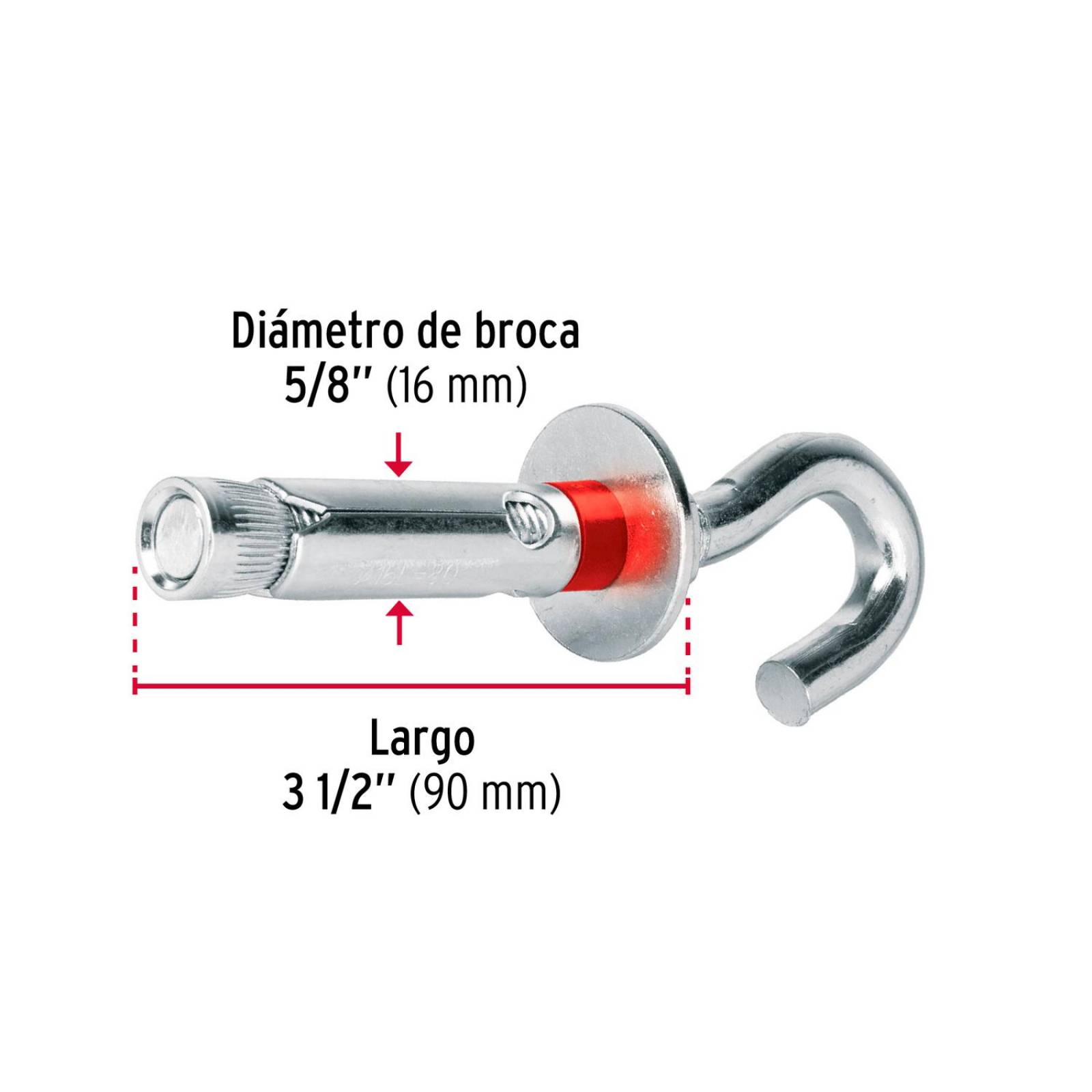 Caja con 25 taquetes expansivos 16x80 mm con armella abierta 