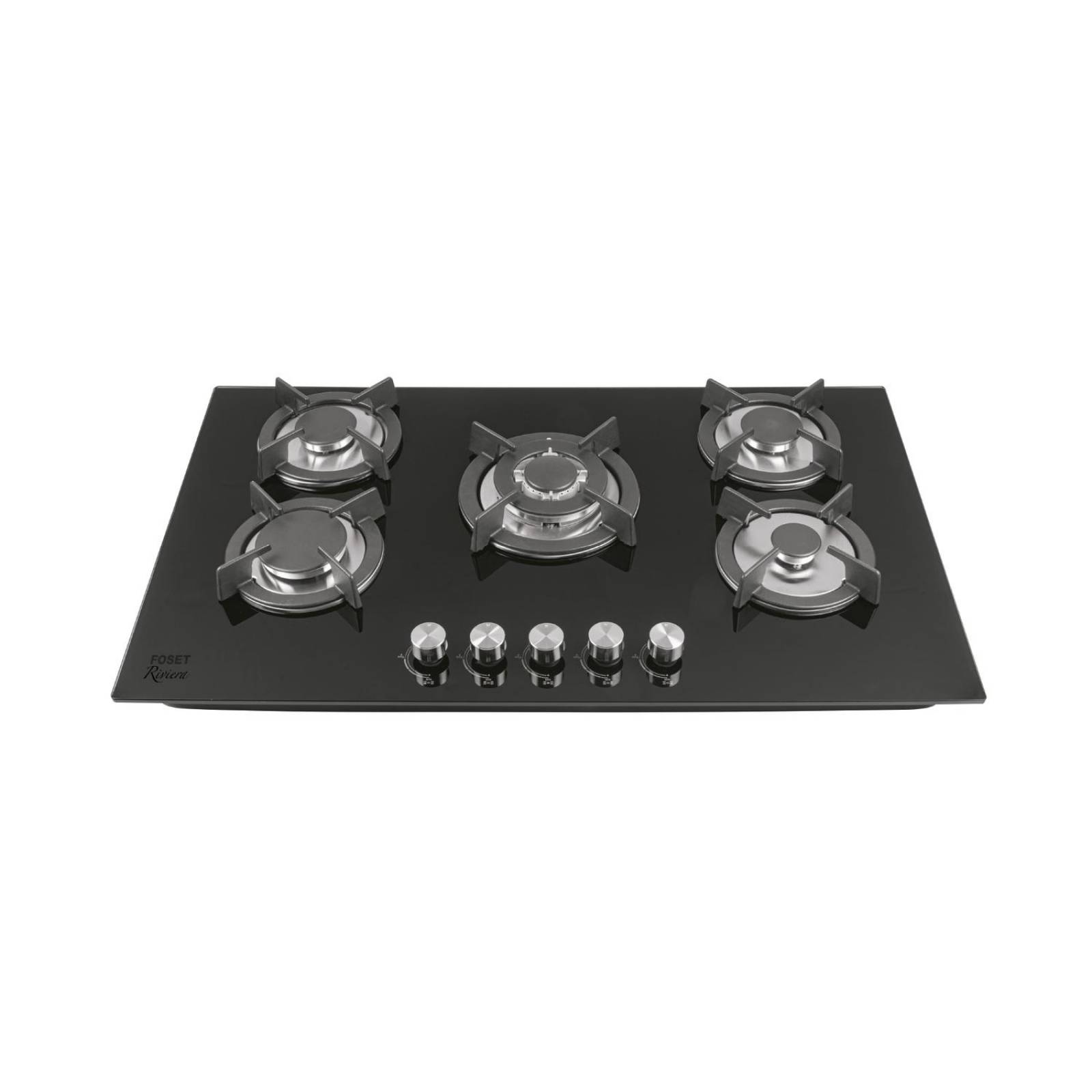 Parrilla gas empotrable 90cm, 5 quem, vidrio negro, Riviera 