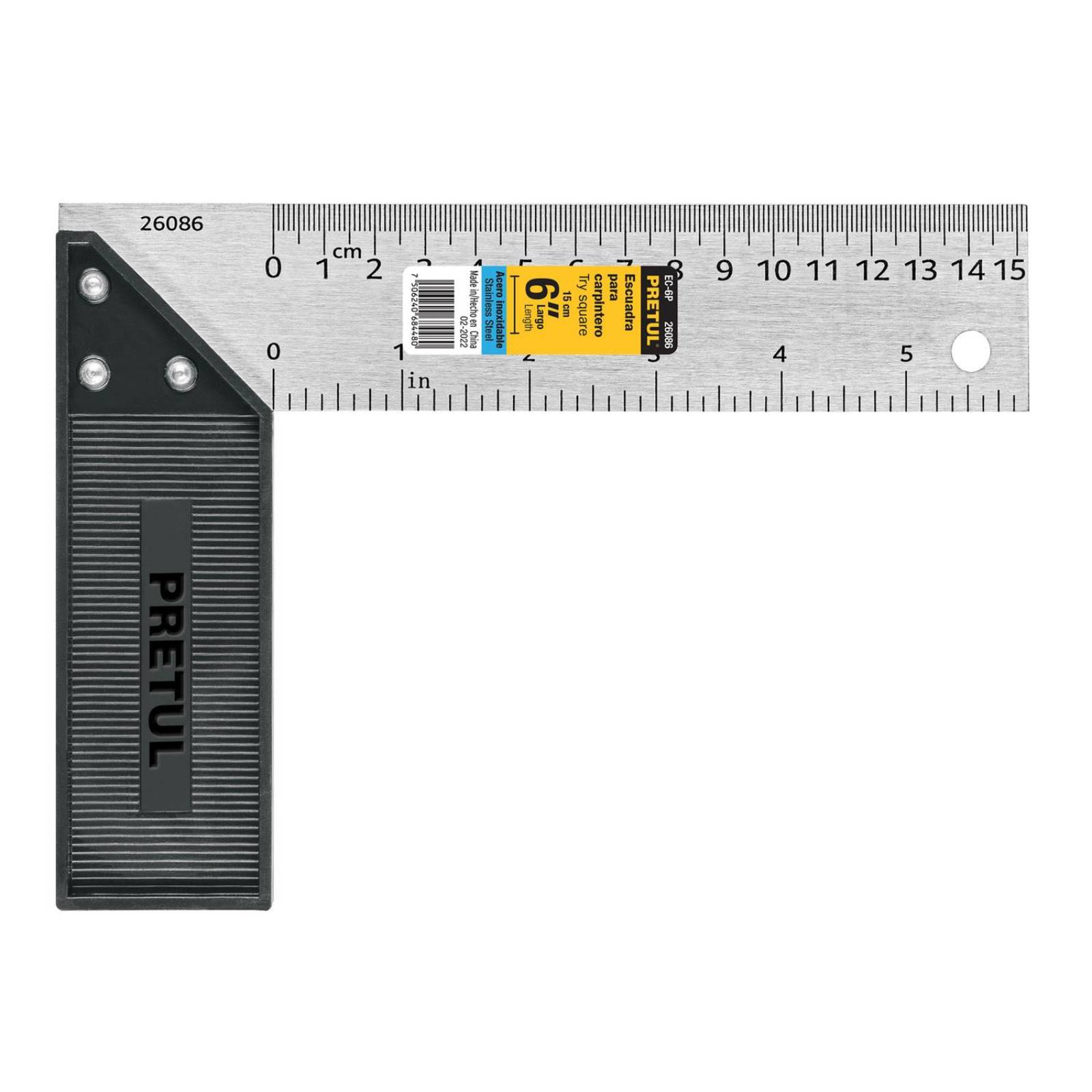 ESCUADRA PARA CARPINTERO,MANGO PLASTICO 