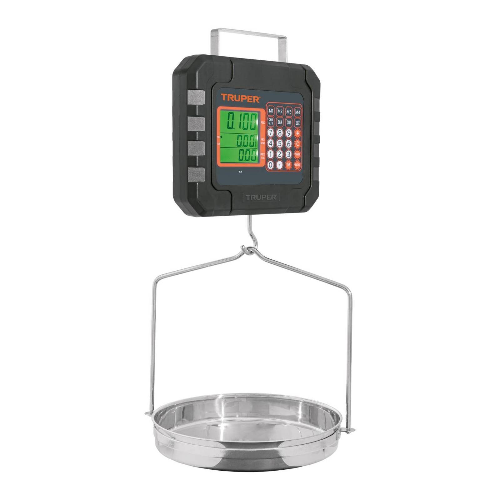 Báscula electrónica colgante, recargable, c/charola, 40 kg 