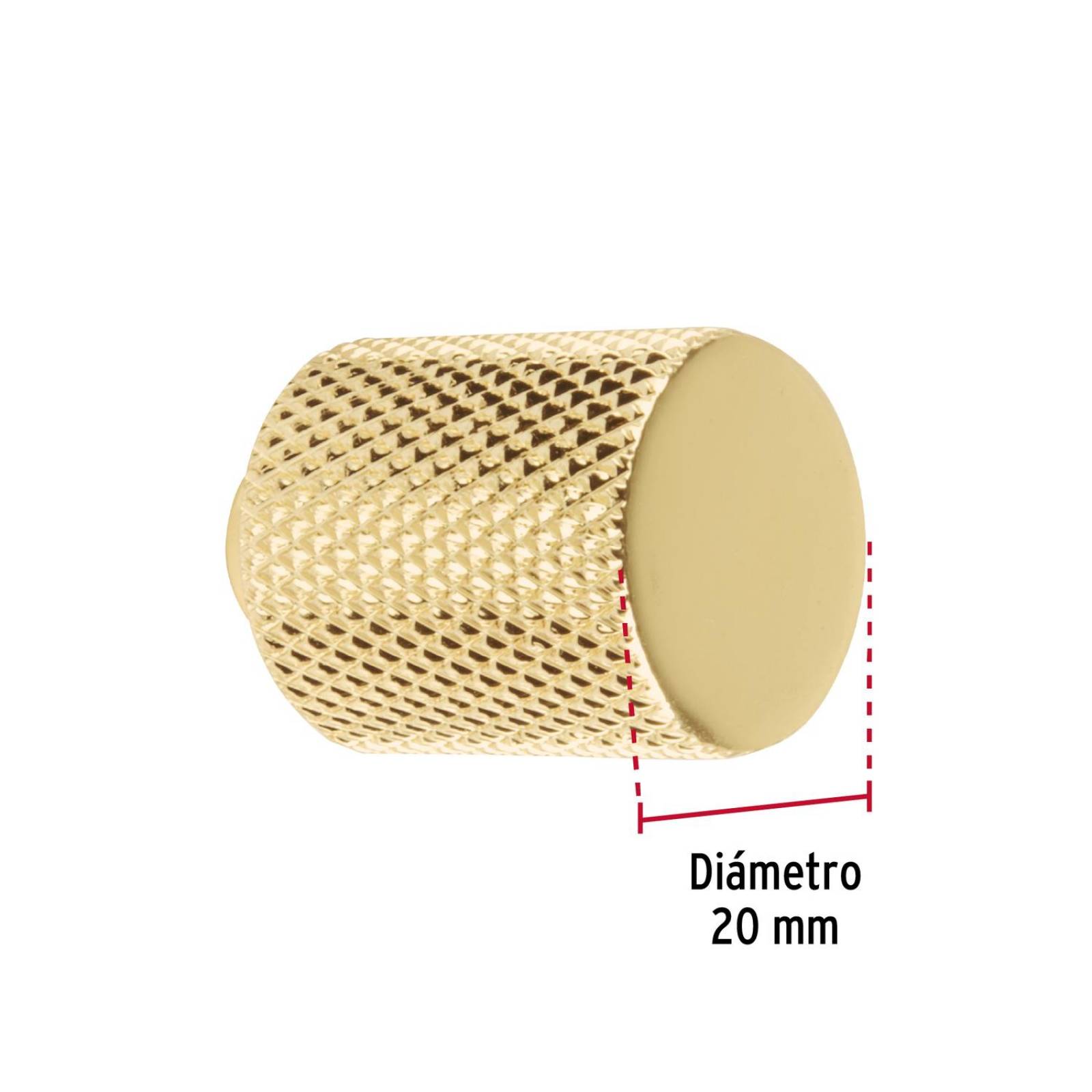 Perilla metálica estilo 'Cádiz', latón brillante, Hermex 