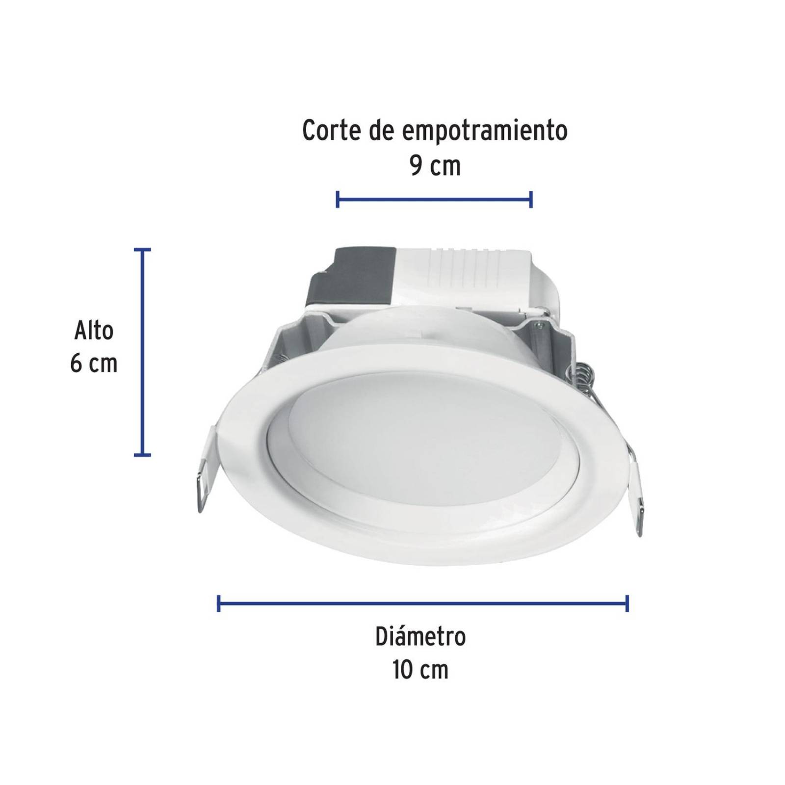 Luminario LED empotrado redondo de 5 W, luz cálida, Volteck 