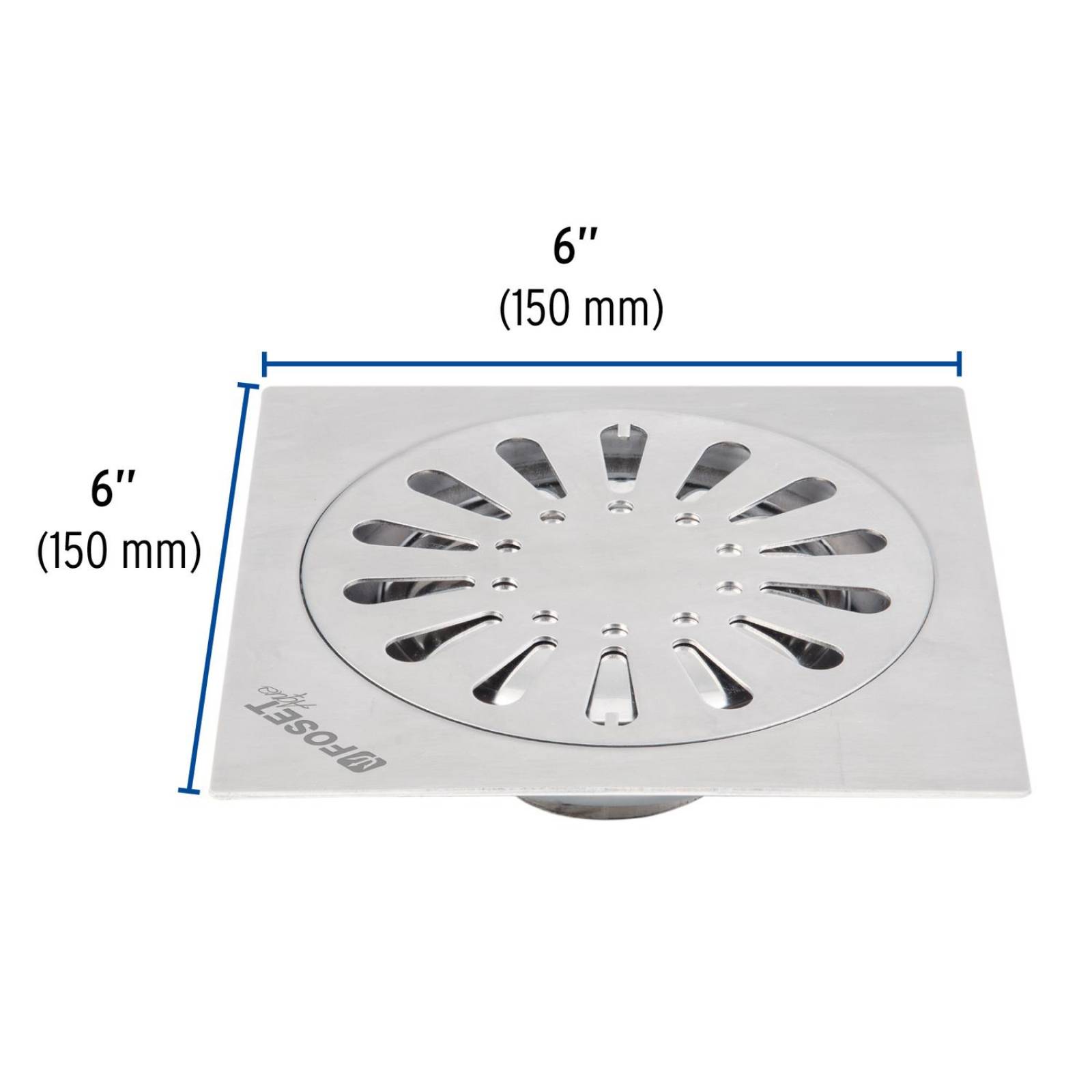 Resumidero cuadrado 6'x 6', acero inoxidable, gota, Aqua 