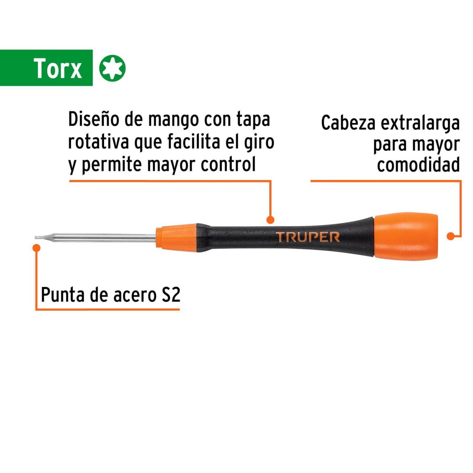 Desarmador de precisión punta torx T5 mango ergonómico 