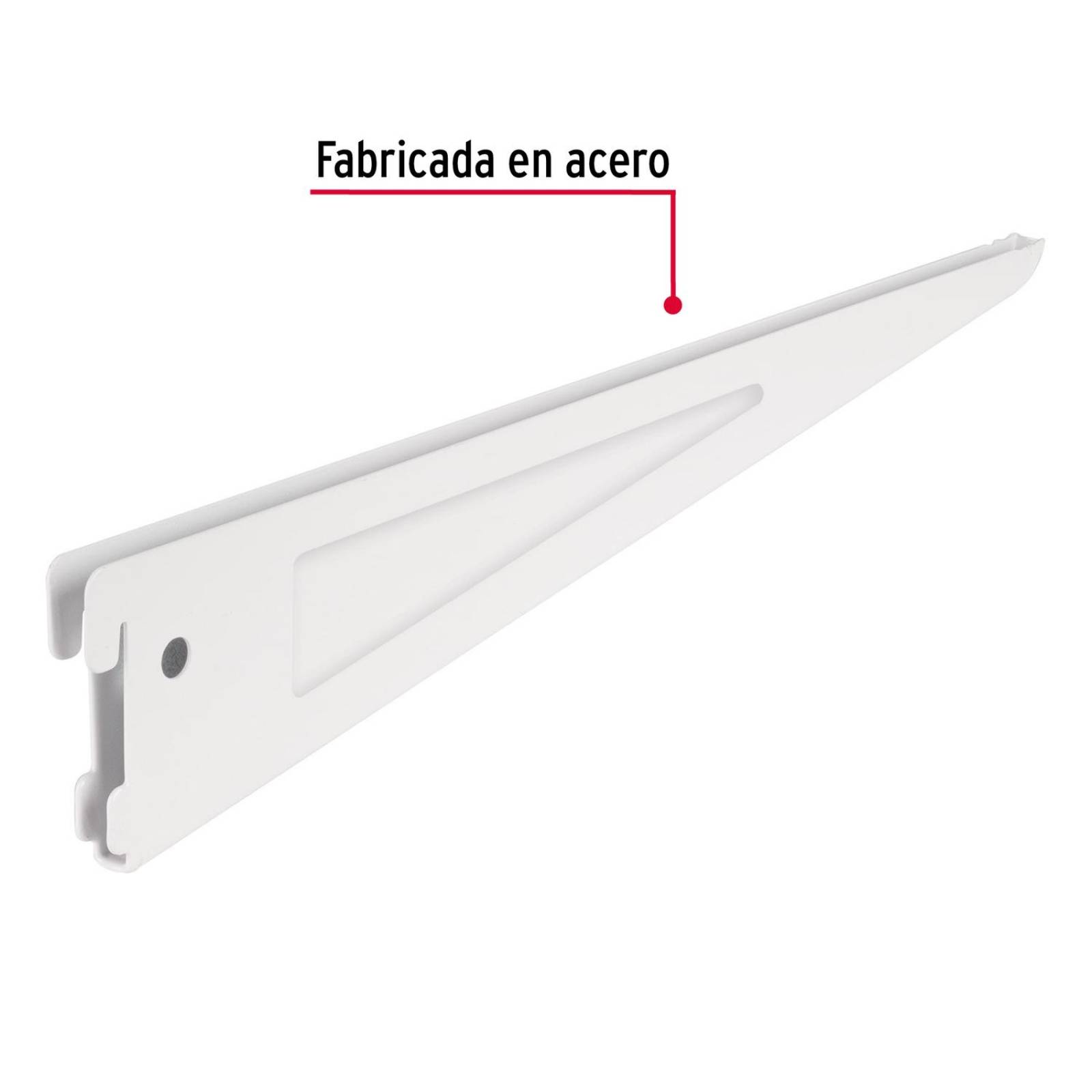 Ménsula plana blanca para cremallera doble, 37cm, Fiero. 1 pza 