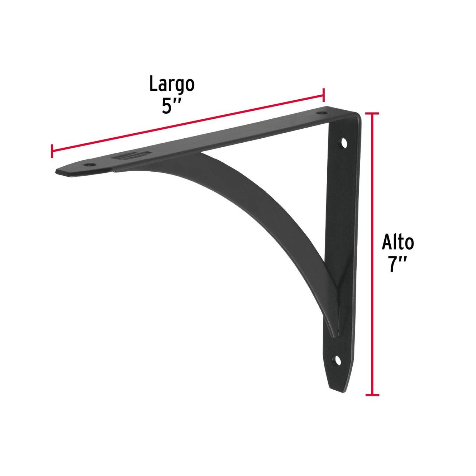 Ménsula reforzada negra 5 x 7' diseño barra, Fiero. 1 pza