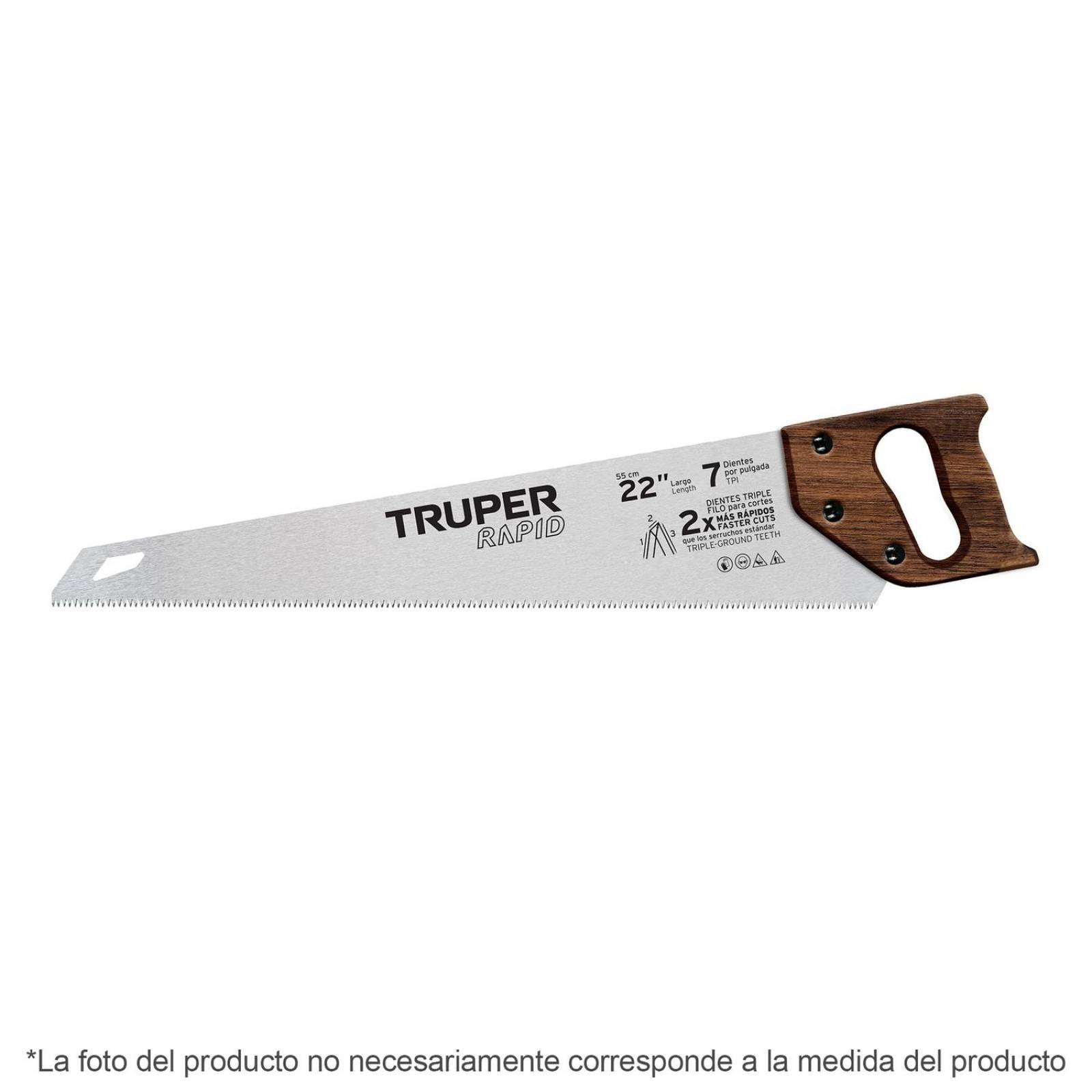 Serrucho Rapid 20', 7 DPP, mango de madera, Truper 