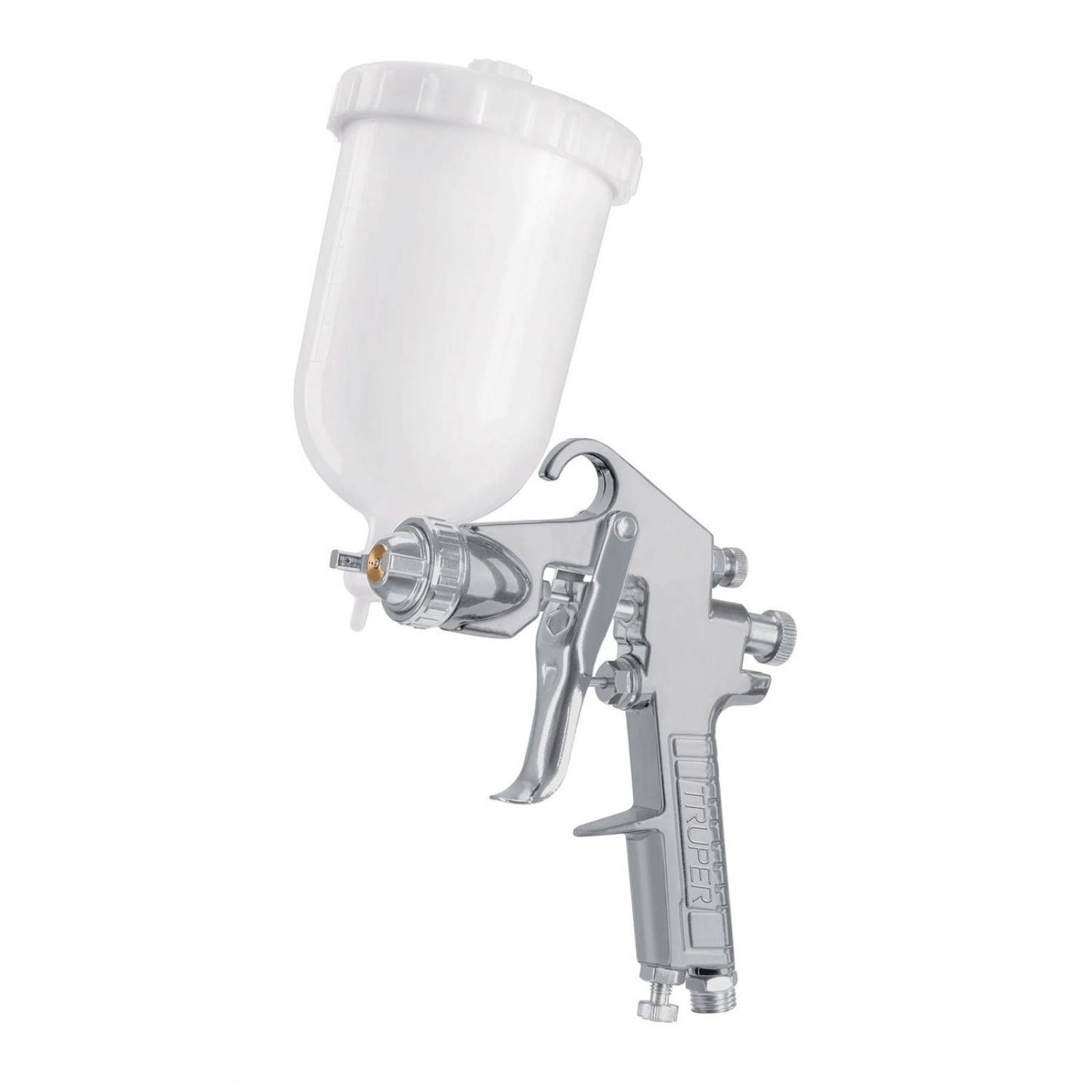 Pistola p/pintar gravedad LVMP vaso plástico, 1.7 mm, Truper 