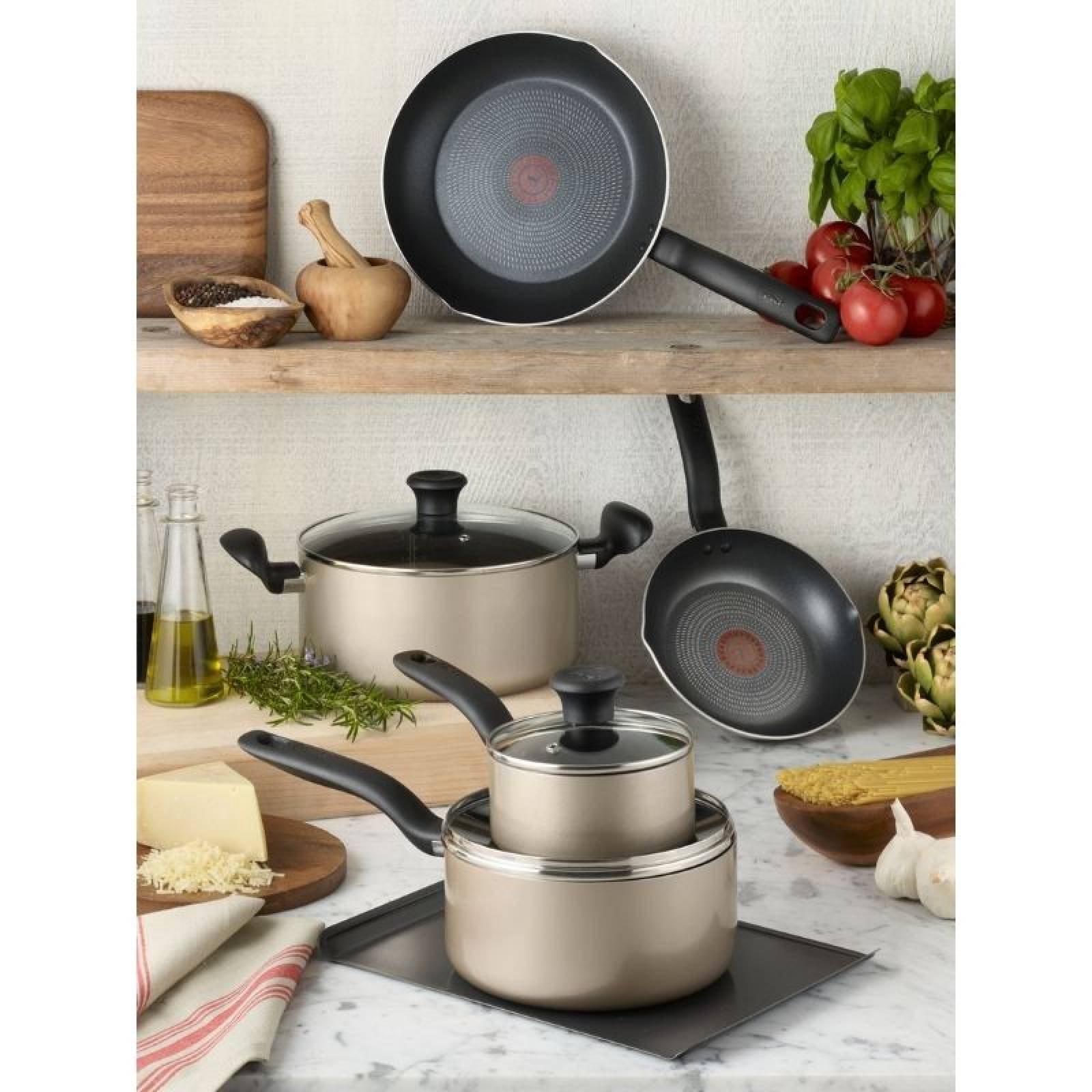 Bateria de Cocina Antiadherente 16 pzas Aluminio Tefal   T fal