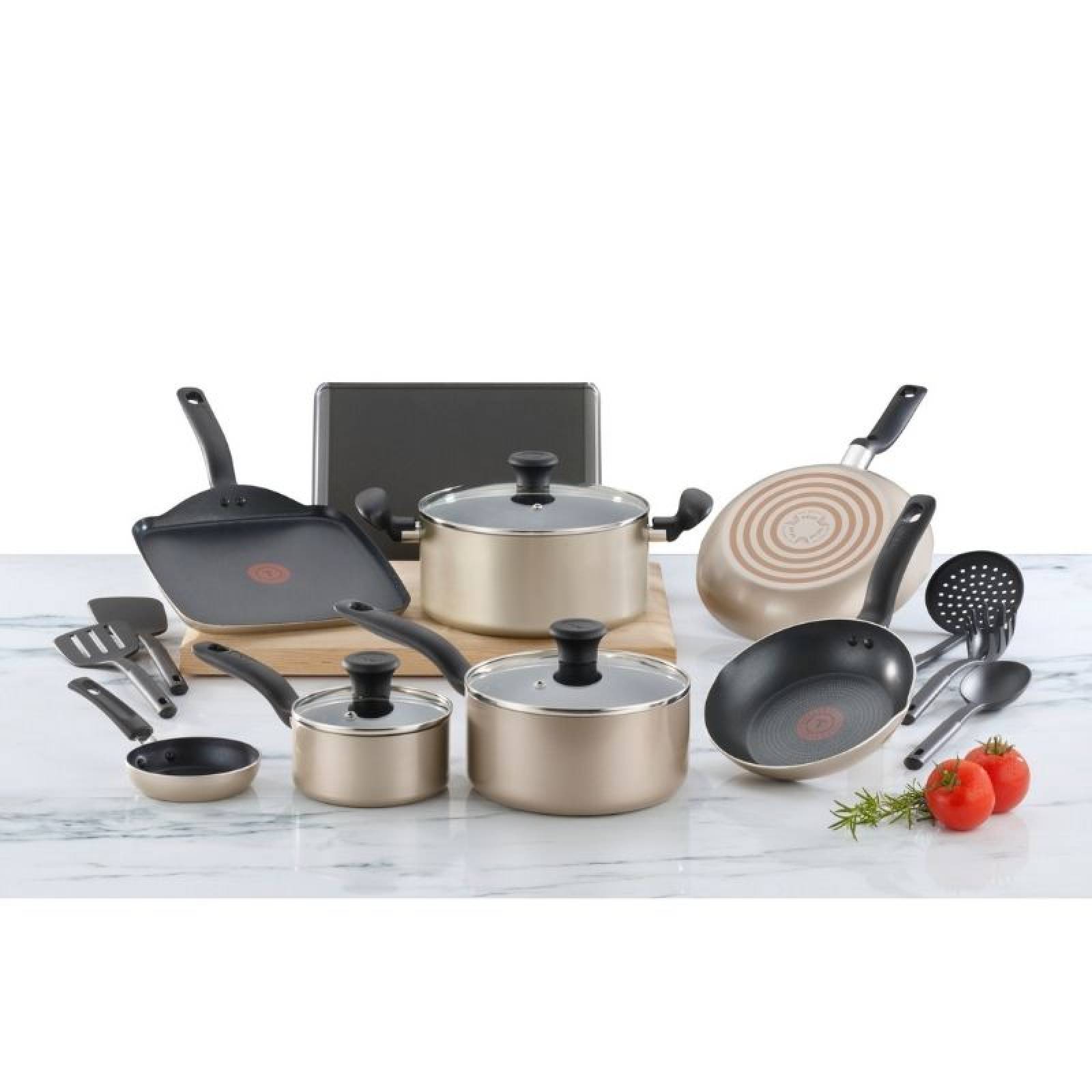 Bateria de Cocina Antiadherente 16 pzas Aluminio Tefal   T fal