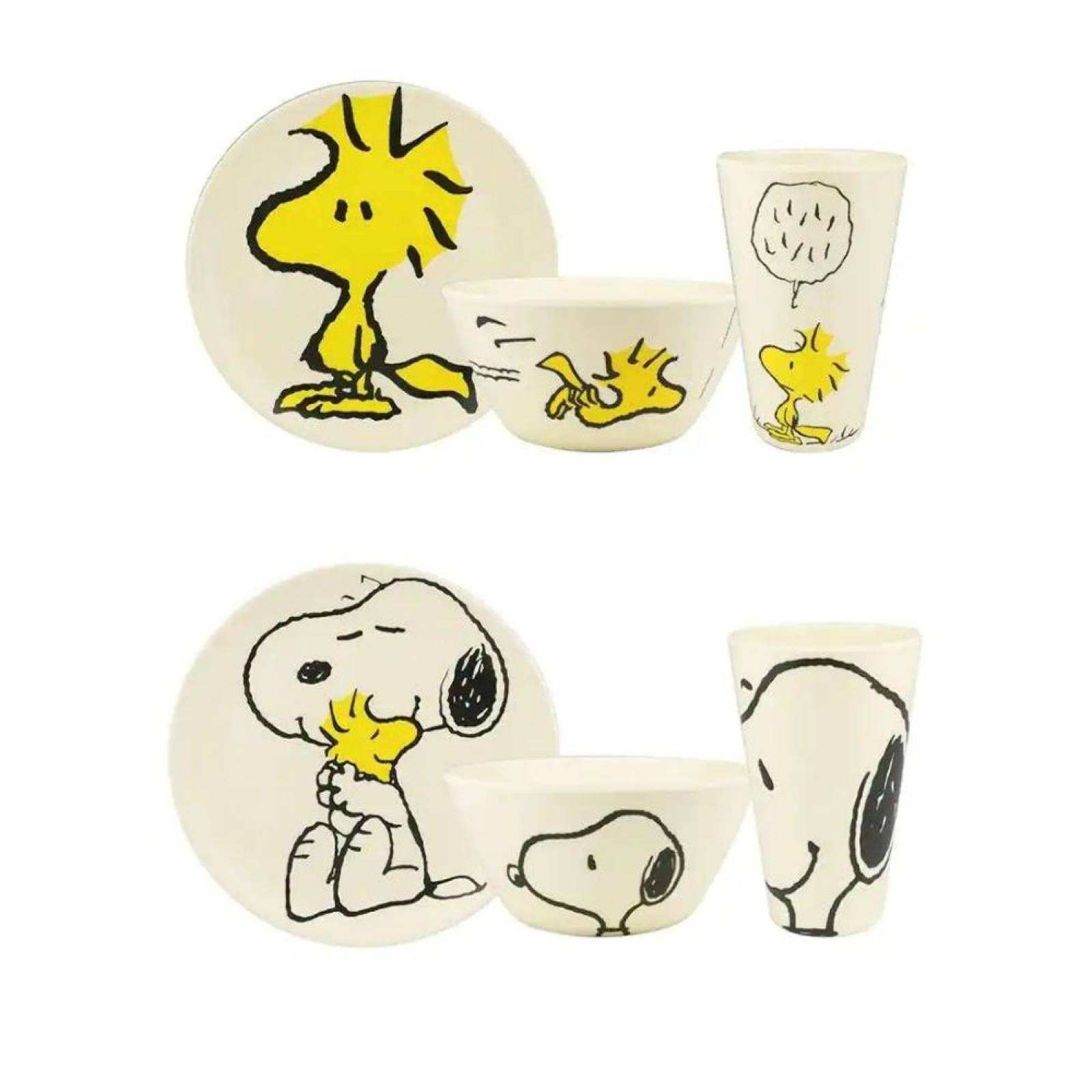 Vajilla de Mesa Bambu Snoopy Beige para 4 Personas 12 pzas
