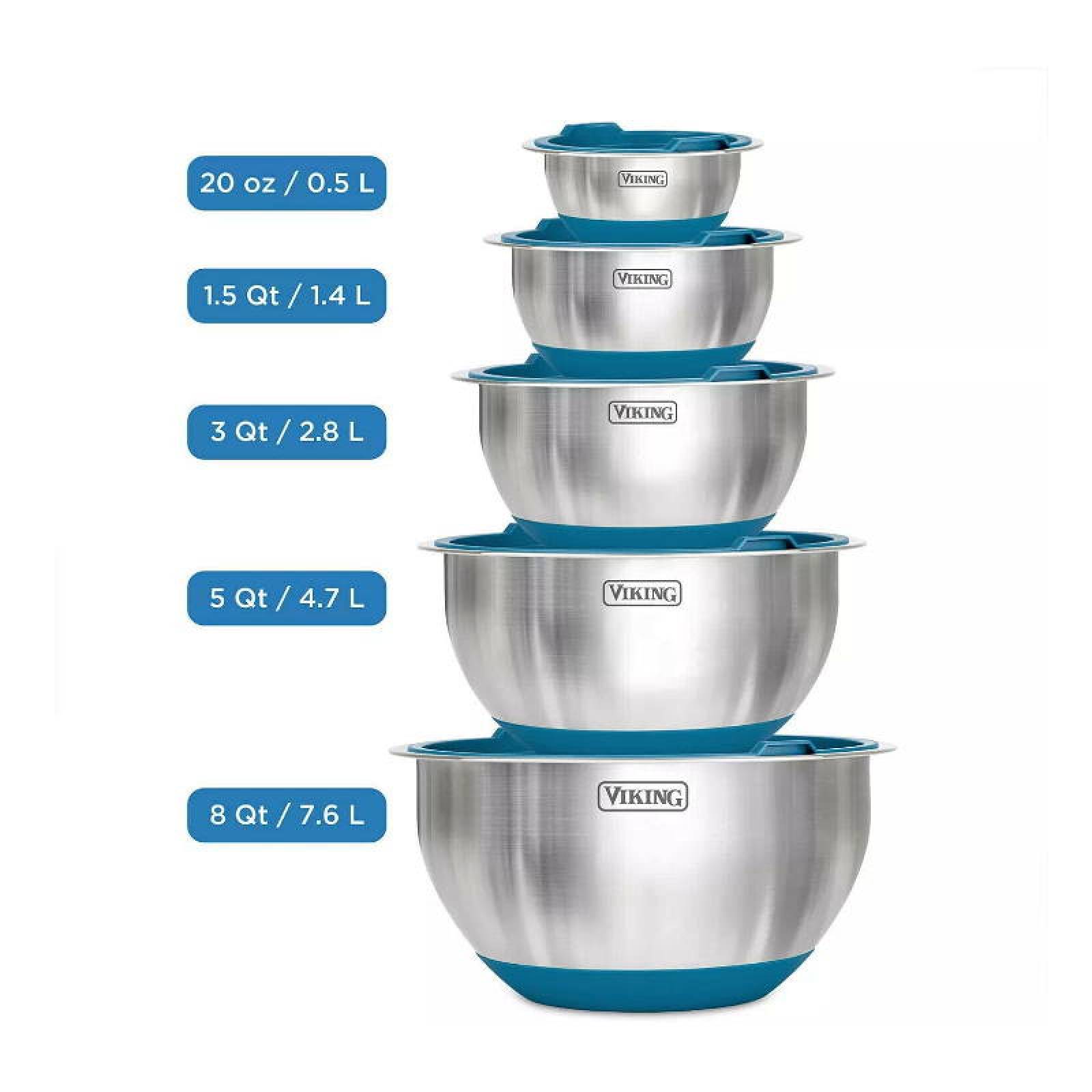 Juego de Bowls Ensaladera 10 Pza Viking Acero Inox Azul