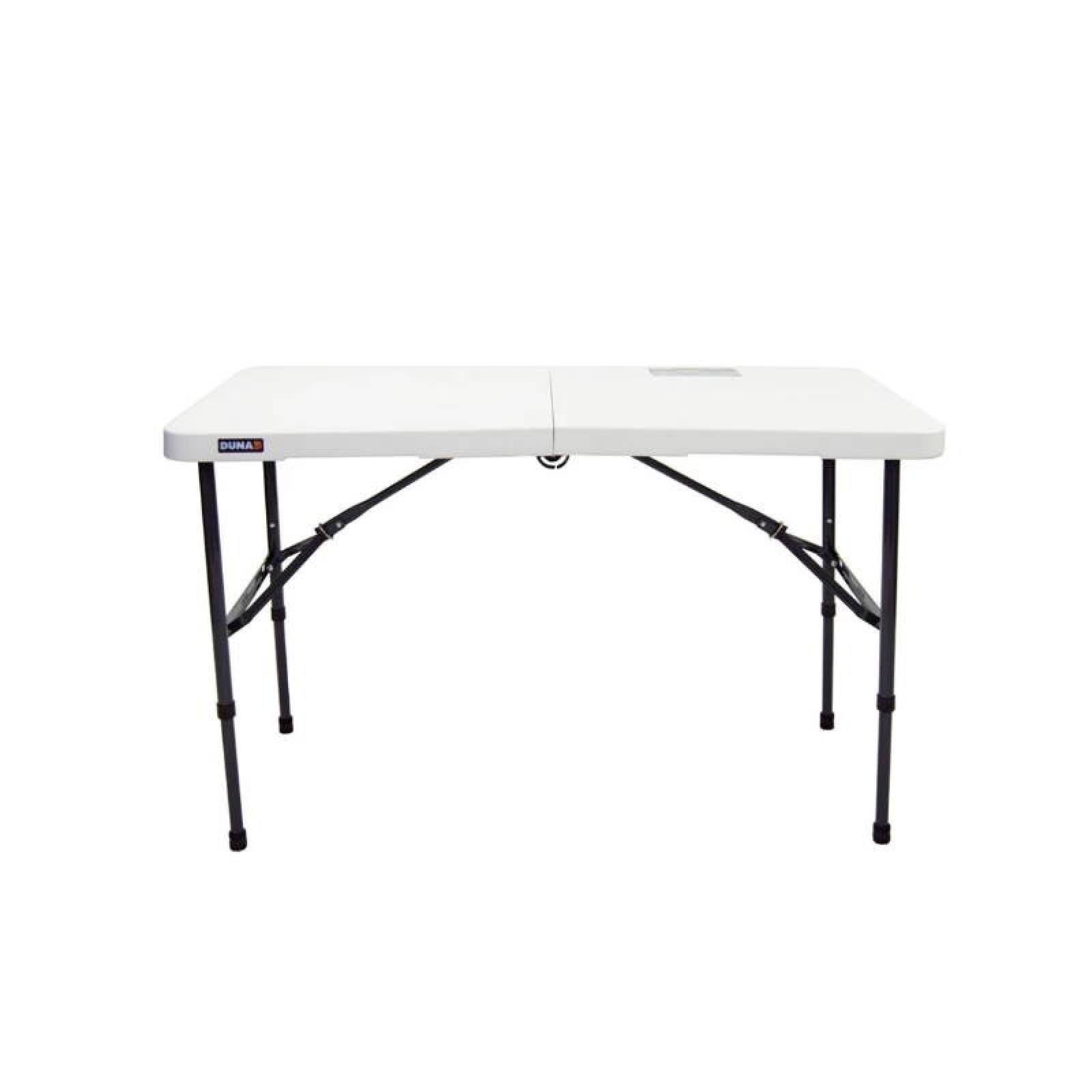 Mesa 120 mts Tipo Portafolio Plegable 3 Alturas Blanca Duna