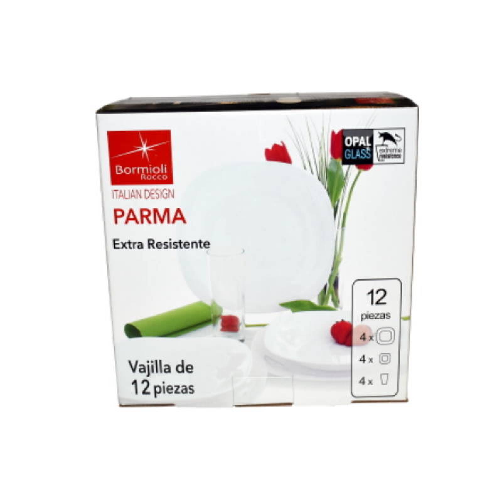 Vajilla Opal 12 Pz Blanca Bormioli Rocco Modelo Parma