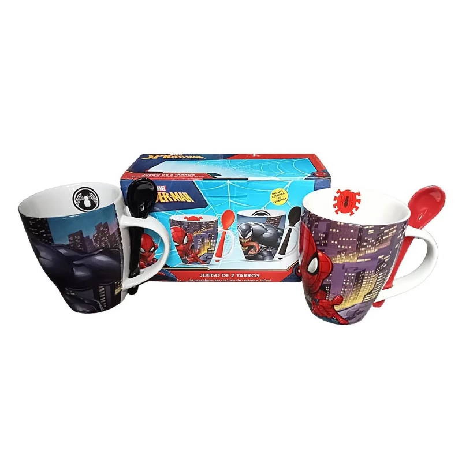 Juego de 2 Tazas 340 ml Spiderman y Venom Cerámica  SXXI
