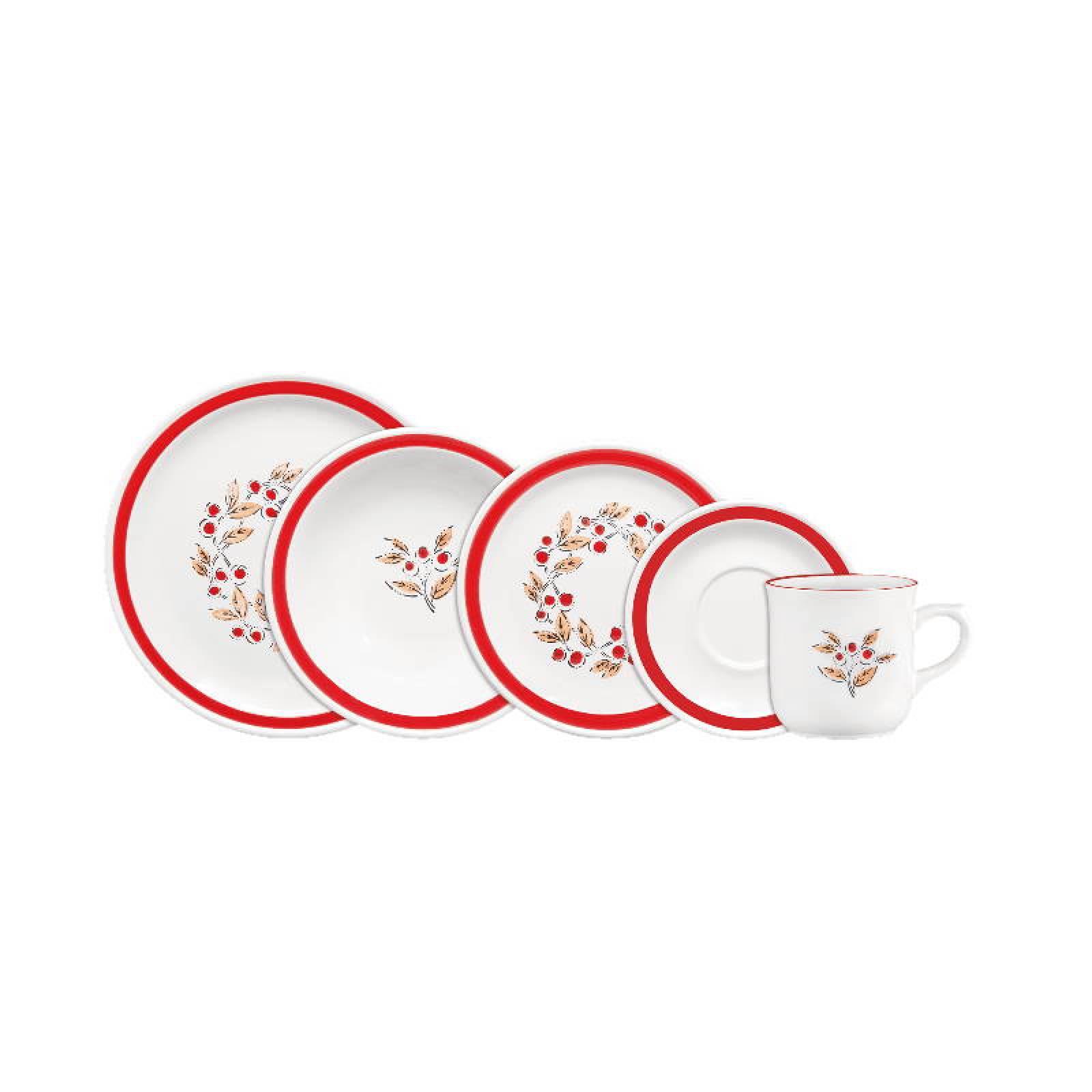 Vajilla de Mesa 30 Pz Cerámica Dulce Samba Novo Rojo Santa Anita