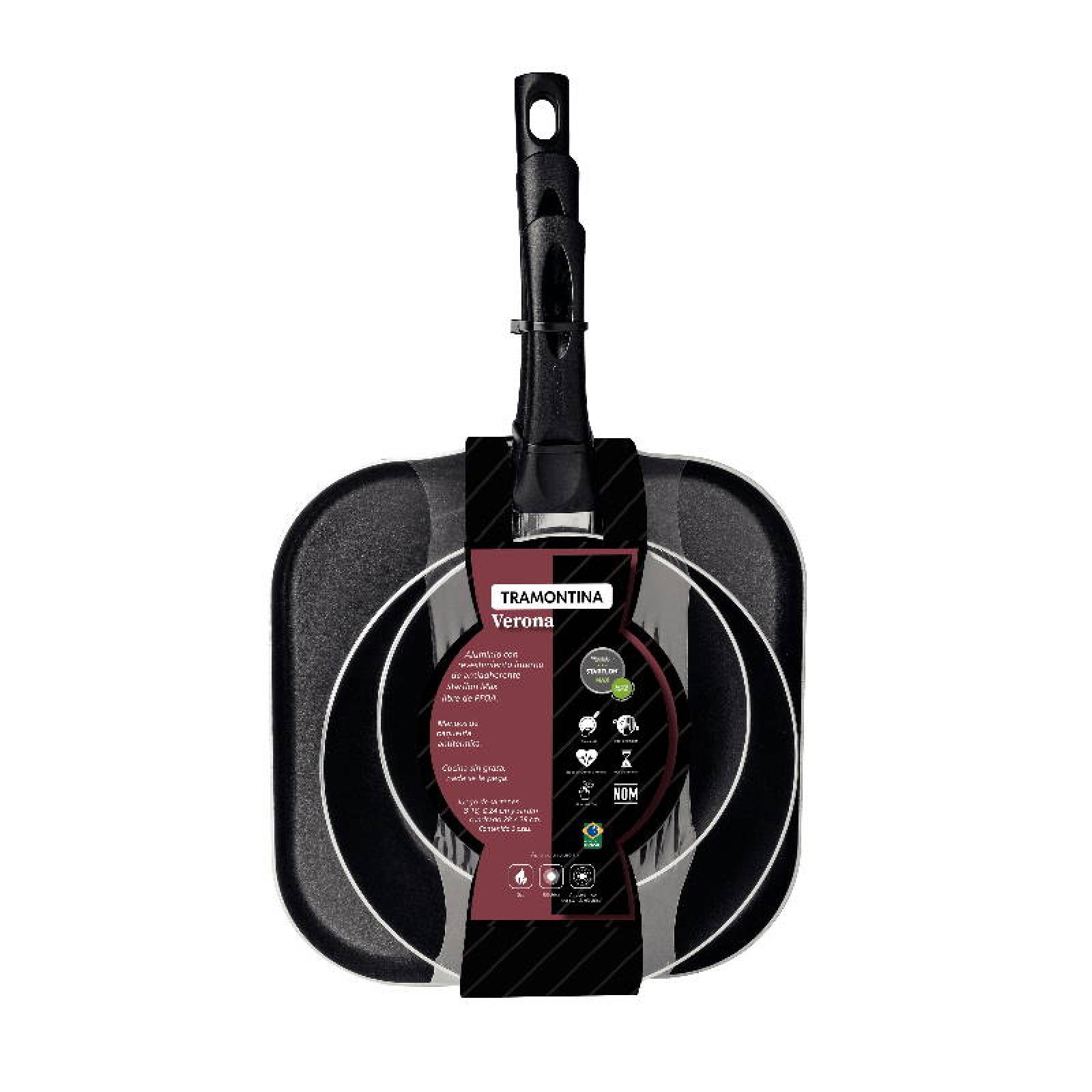 Jgo Sartenes 18 24 Sarten Cuadrado 28x28 cm Aluminio Tramontina Verona