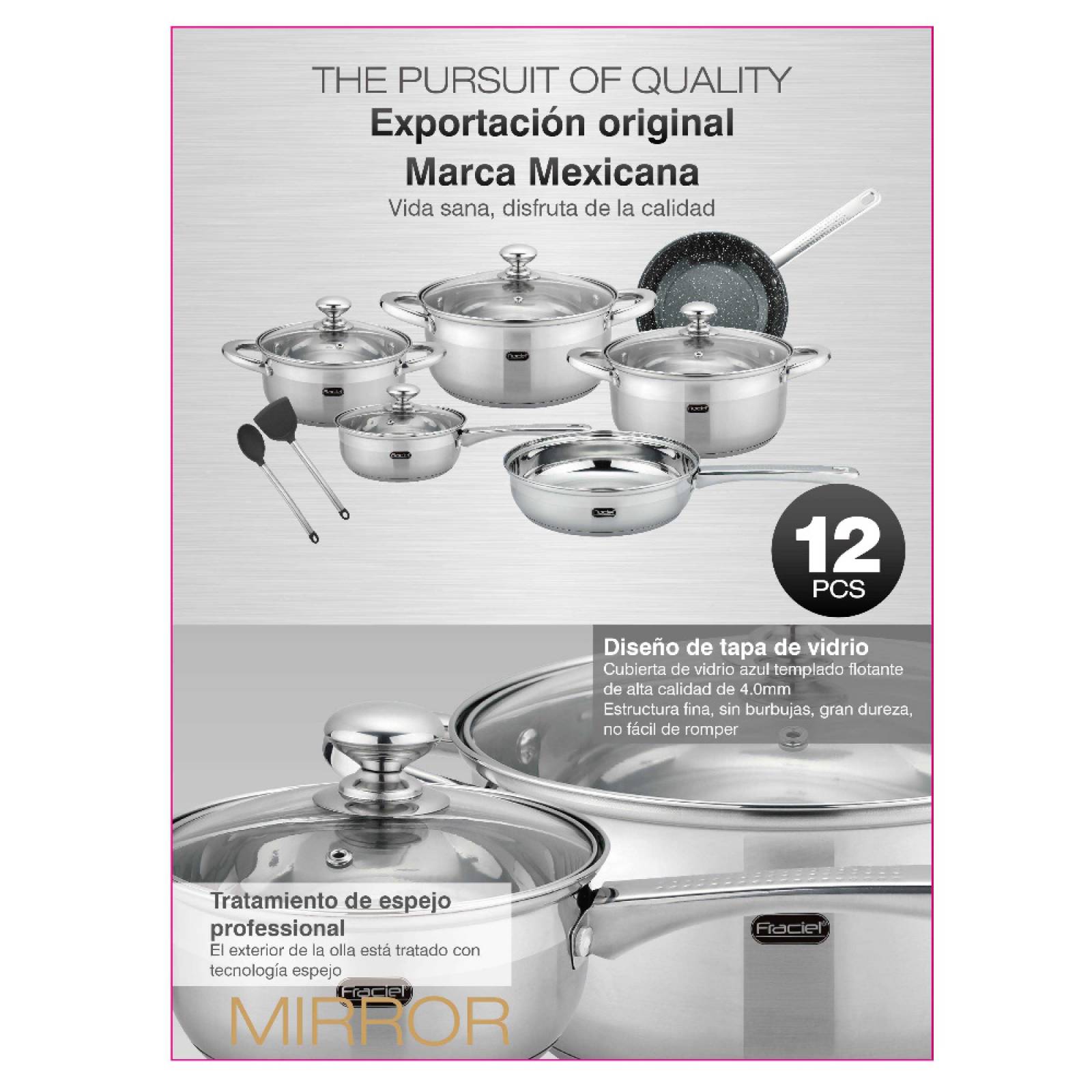 Batería Cocina 12P Acero Inoxidable Inducción Sienna Fraciel