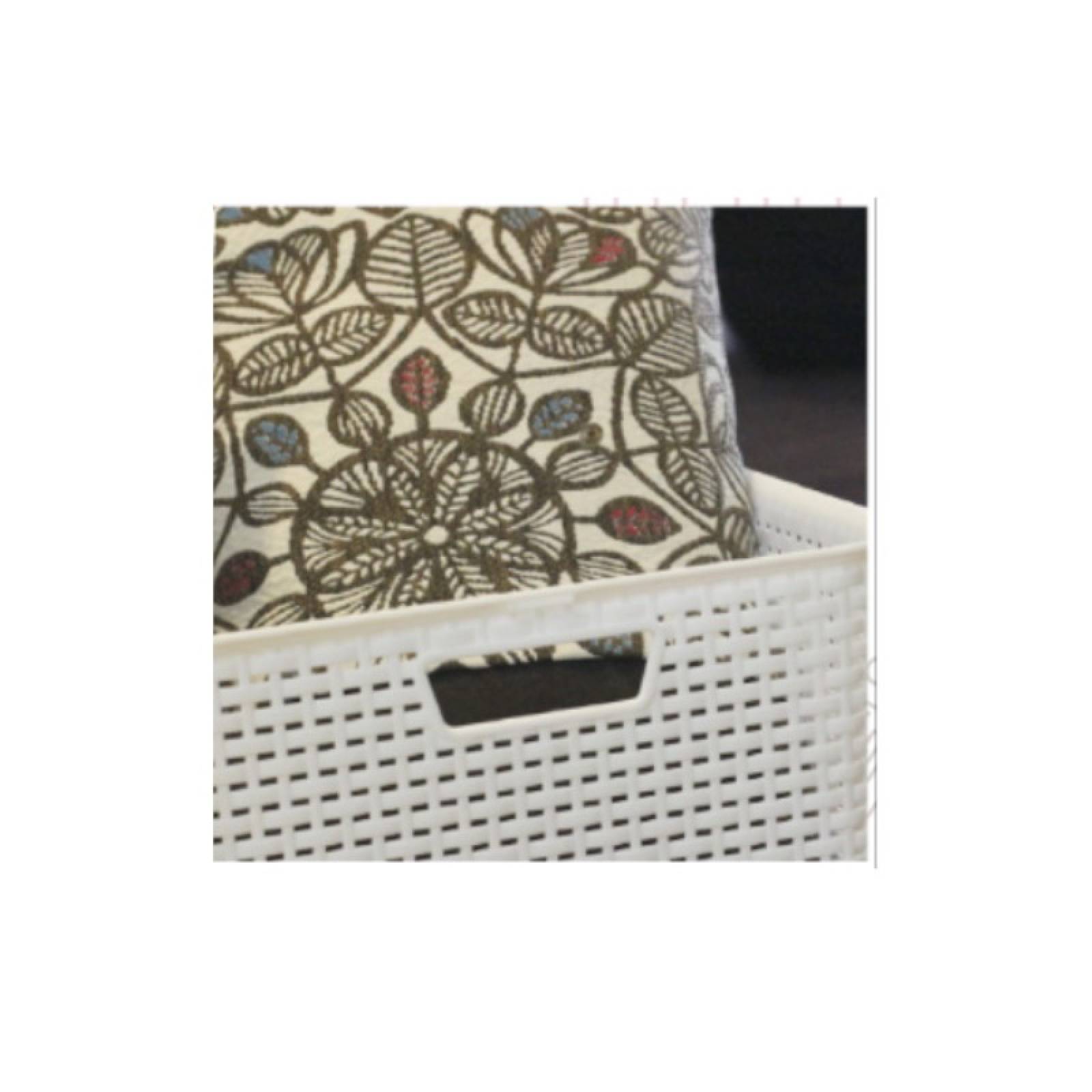 Caja de Ratán Plástico C Tapa 46 cm Blanco Marca La Ardilla