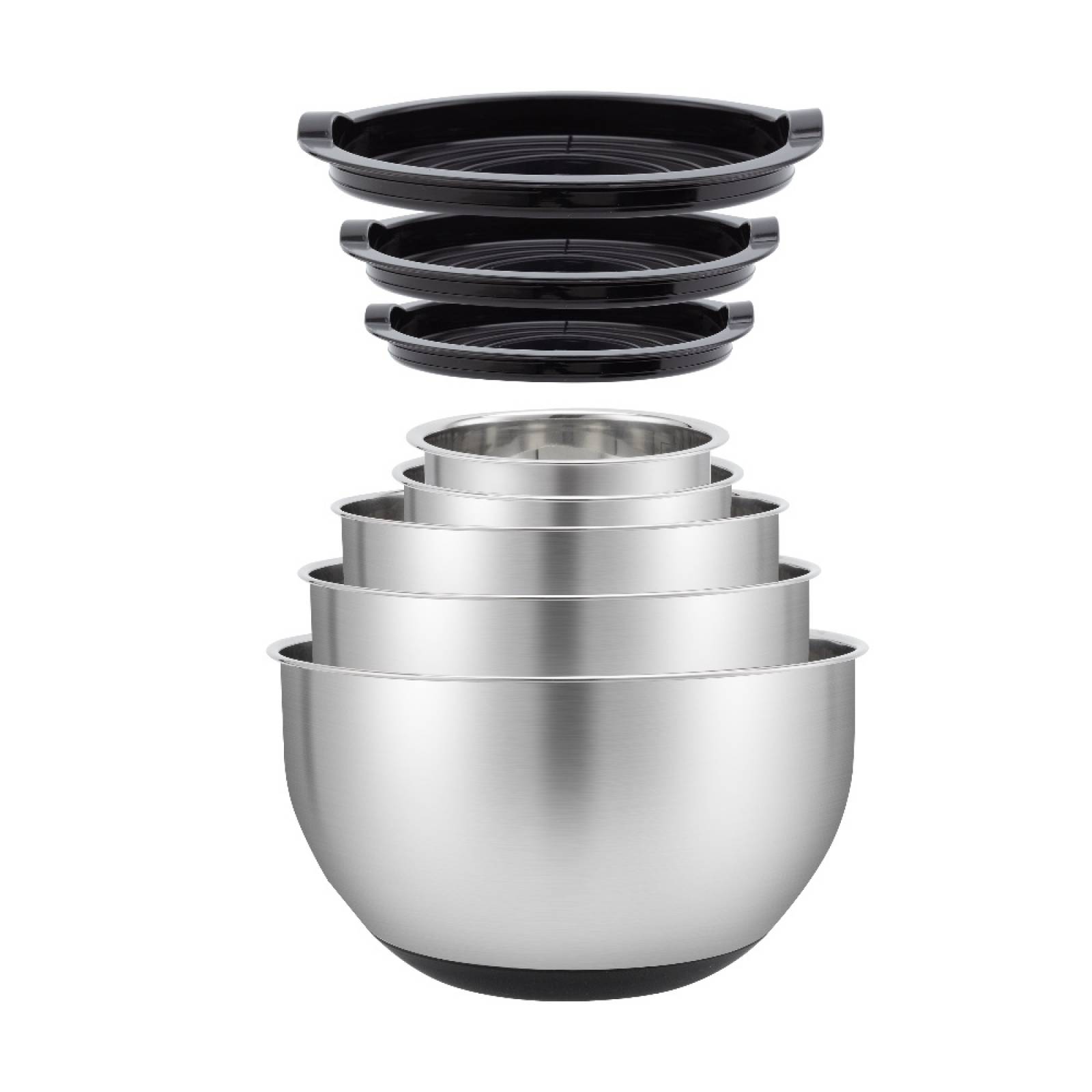 Juego de 5 Bowls con Tapa Hermética Acero Inoxidable Fraciel