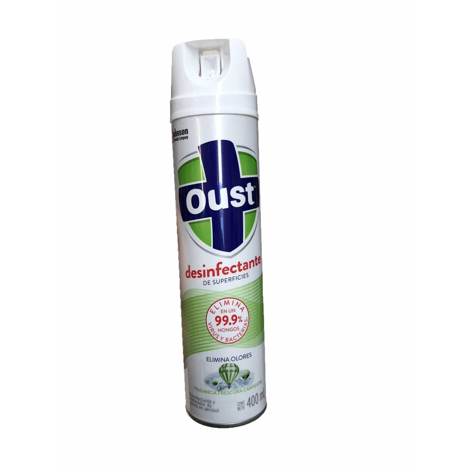 Oust Desinfectante de superficies, Elimina 99.9% de hongos, virus y bacterias, elimina los malos olores. Fragancia Floral. 400 ml.