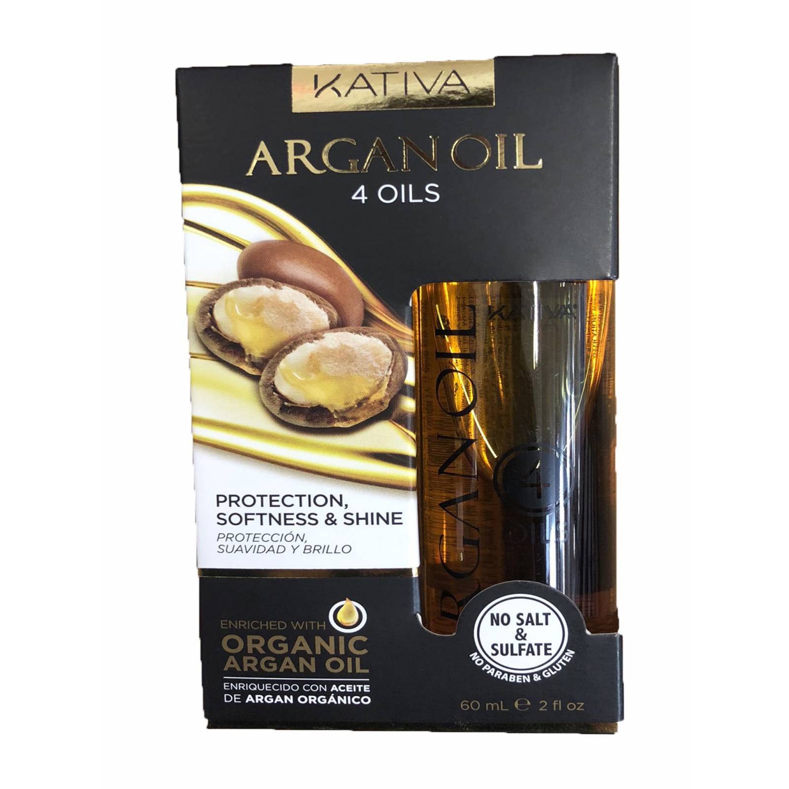 Kativa Argan Oil - 4 Aceites organicos para protección suavidad y brillo del cabello 60 ml