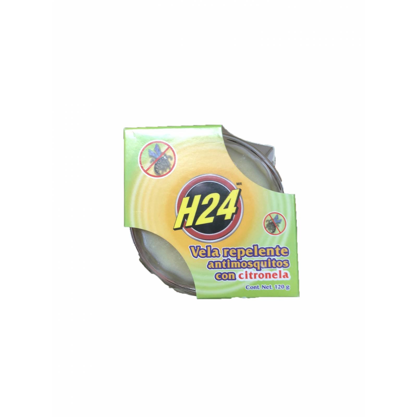 H24 Vela con citronela, 120gr. Repelente de mosquitos antimosquitos