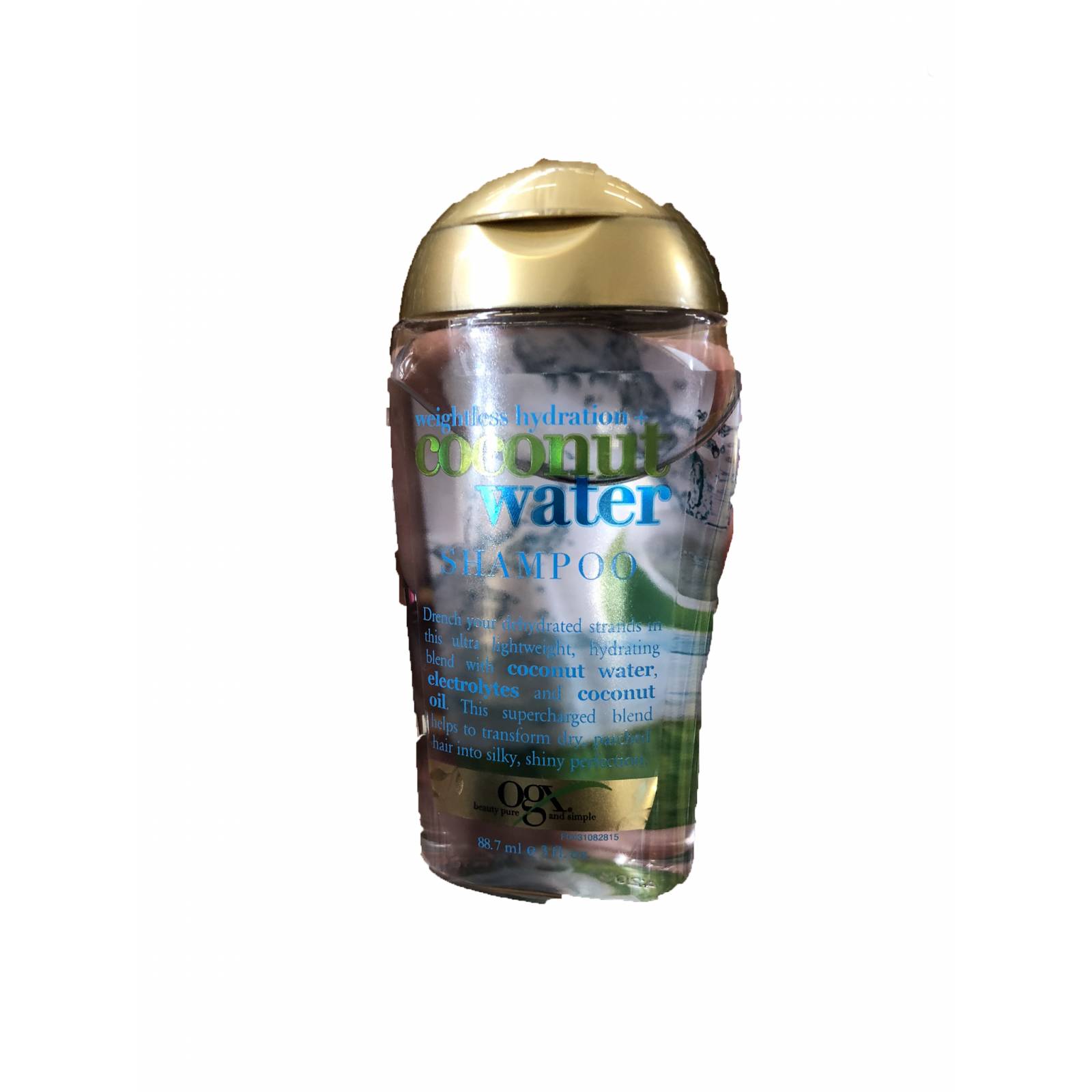 Shampoo liquido tamaño de viaje 88.7 ml Organix OGX Sin sulfatos y sin sales o parabenos - Agua de coco