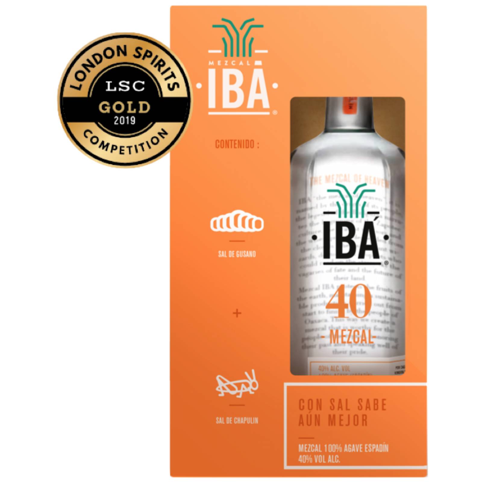 Estuche Mezcal Joven Artesanal IBÃ 40 Agave EspadÃ­n 750ml 100% OrgÃ¡nico con Sales
